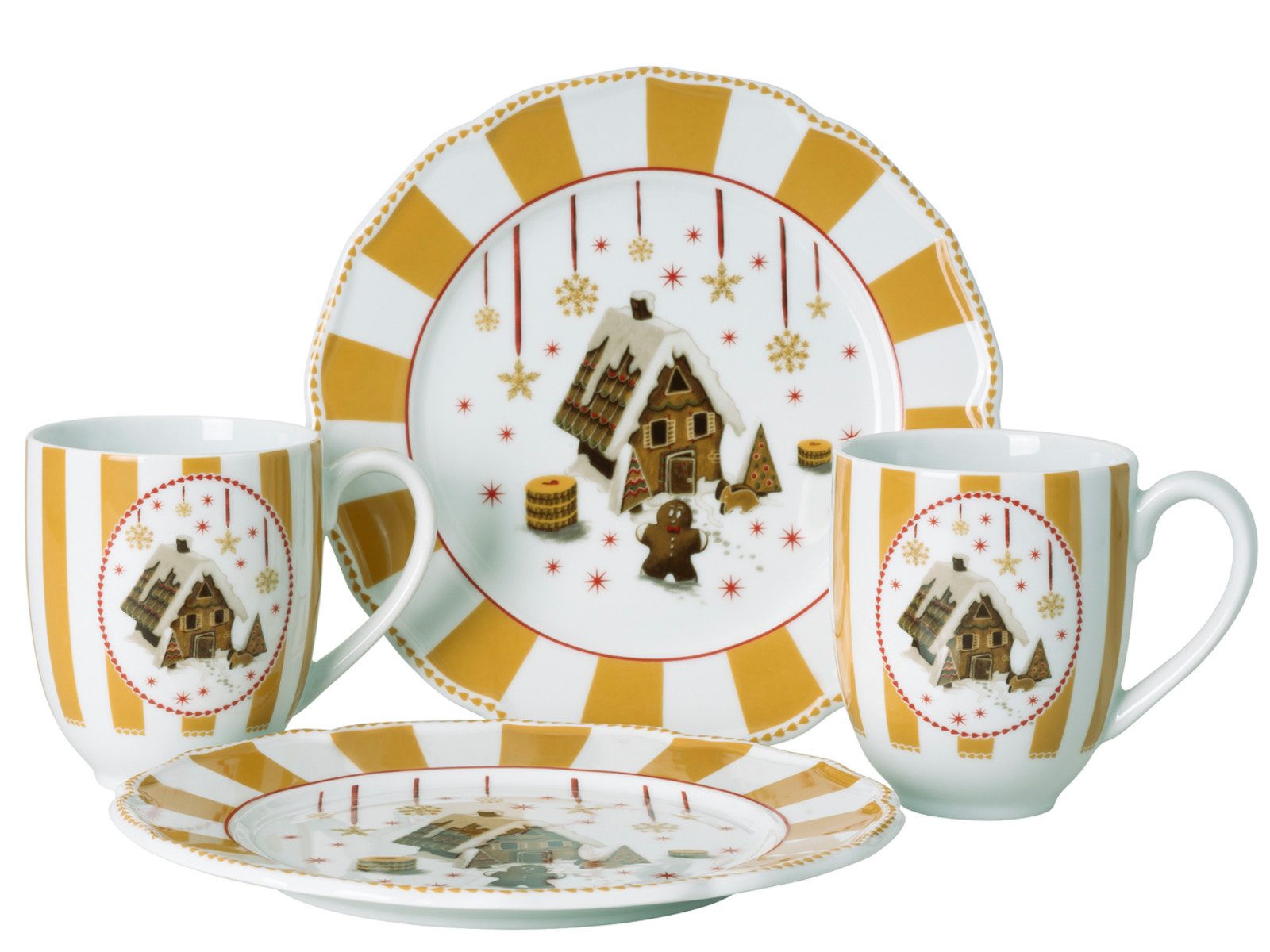 Hutschenreuther Geschirr-Set Christmas Love beige Set 4tlg, Porzellan