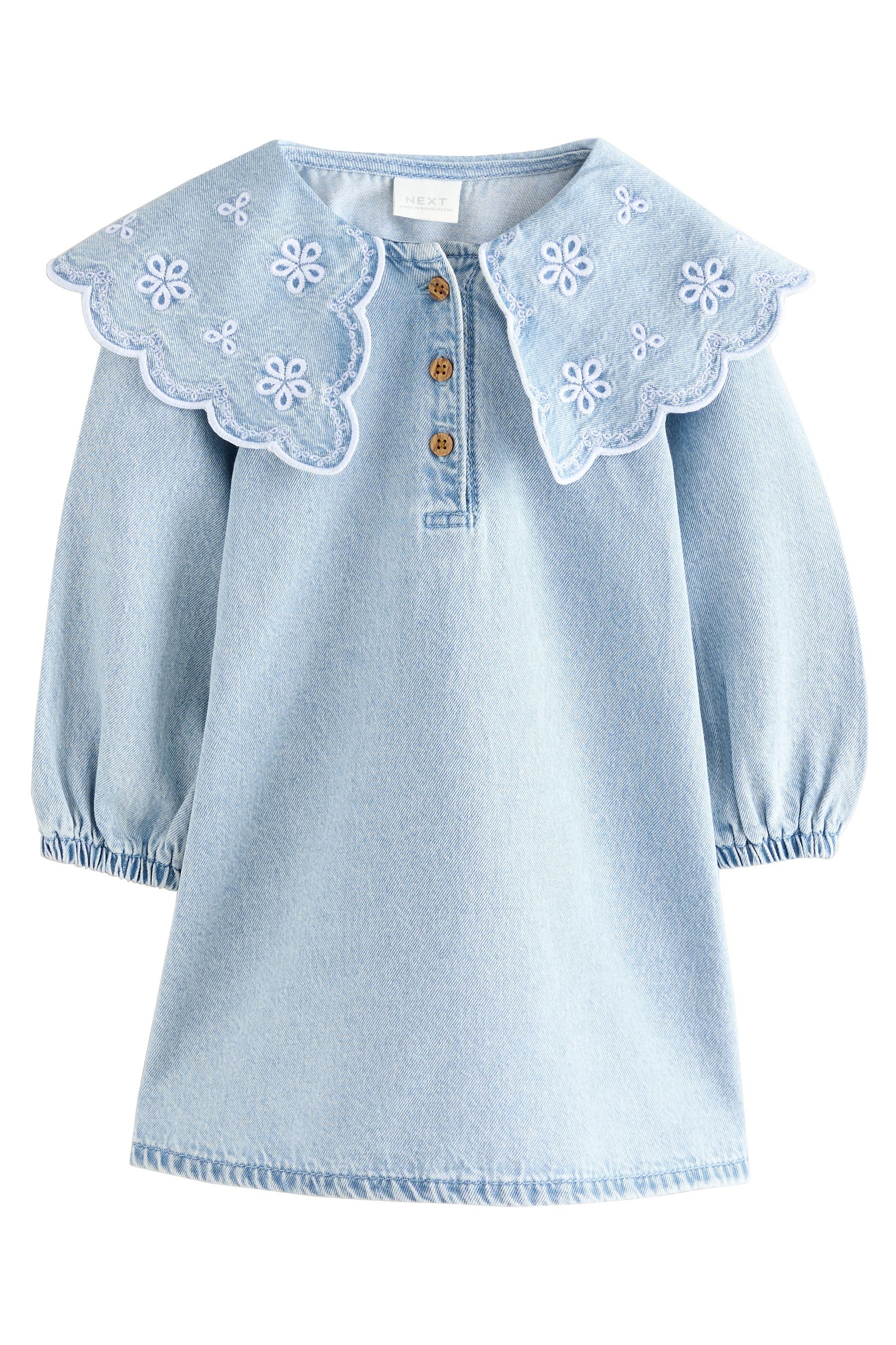 Next Jeanskleid Kleid mit besticktem Kragen günstig online kaufen