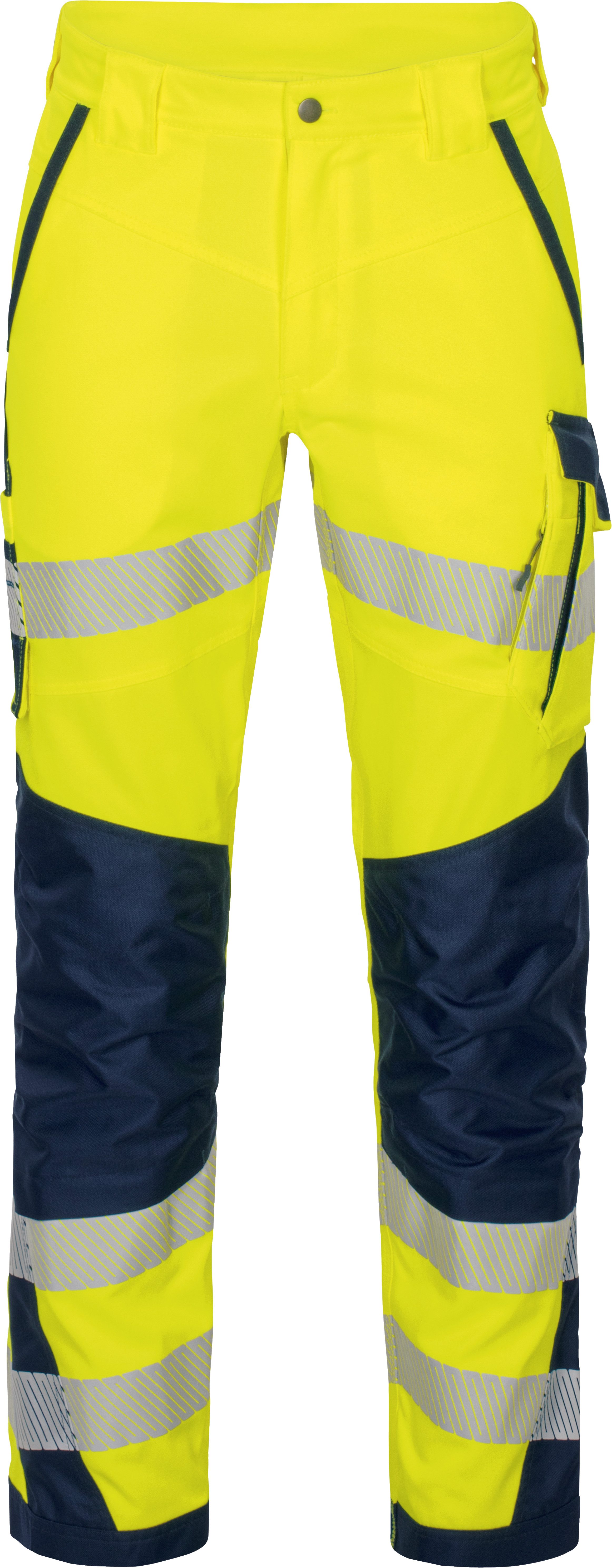 vizwell Arbeitshose Warnschutz Bundhose HiVis elastisch dehnbar warnorange warngelb reißfest und elastisch - knitterfrei sowie pflege- und bügelleicht