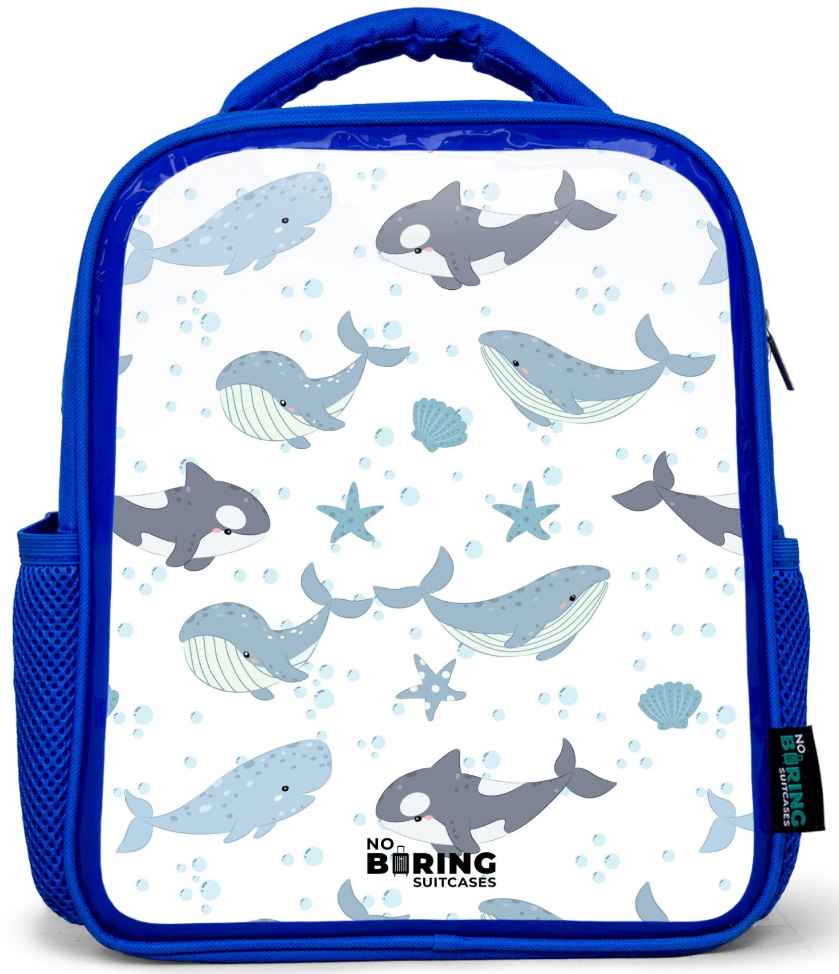 Rucksack Blau - Wal-Muster mit Muscheln blau
