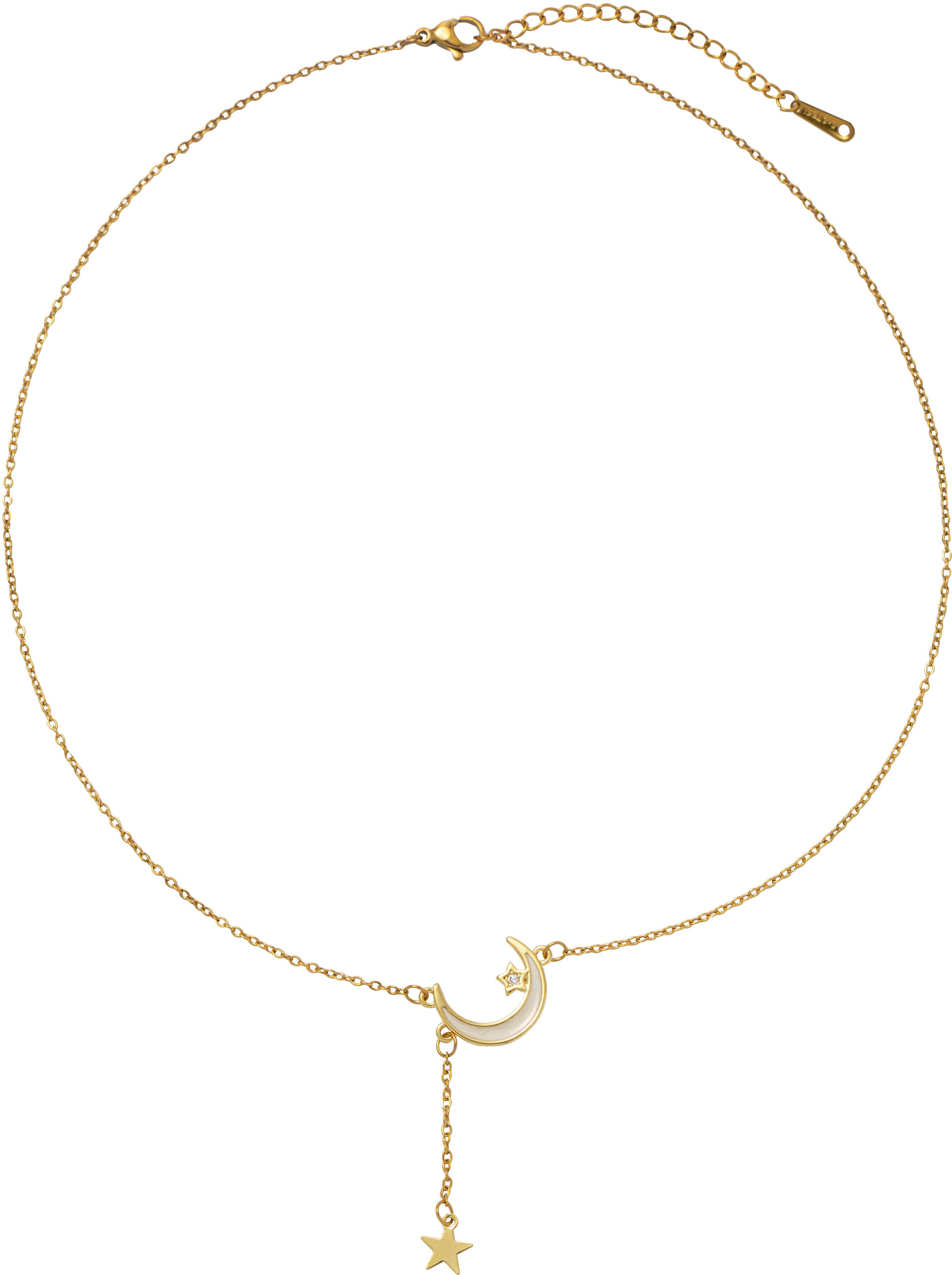Firetti Y-Kette Schmuck Geschenk Edelstahl Halskette Ankerkette Mond Sterne, Made in Germany