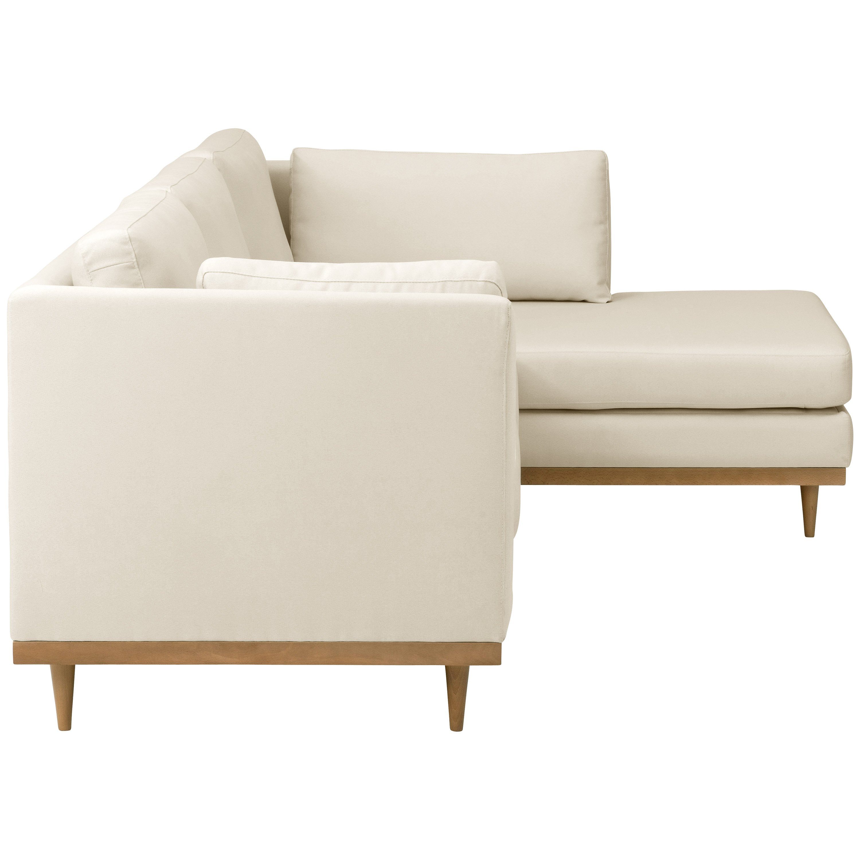 2-Sitzer Sofa skandinavischen rechts Winzer® creme, Stück, Larsen Flachgewebe Ecksofa Design 1 im links Sofa Ecksofa Max mit