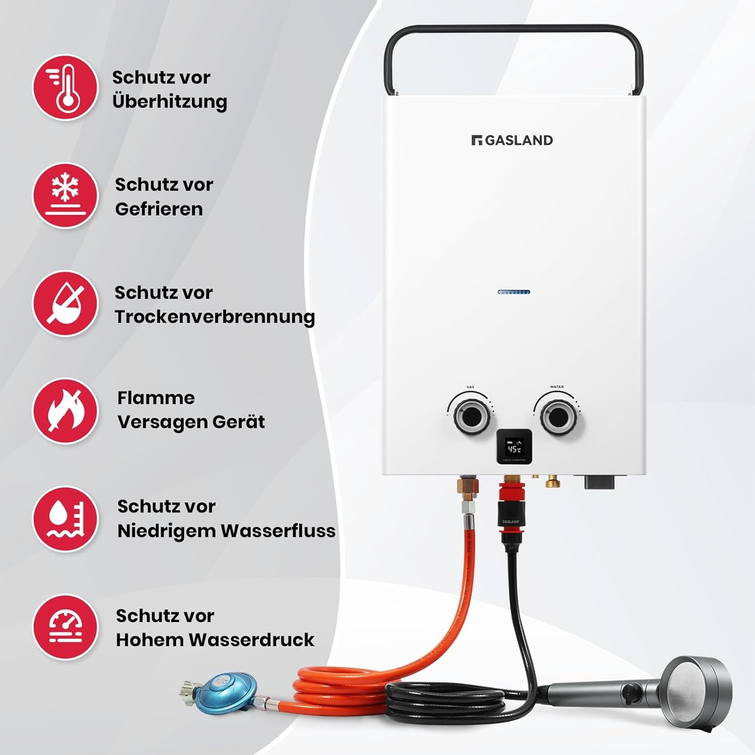 GASLAND Durchlauferhitzer Go Shower Series Durchlauferhitzer G10, Ultraflacher 10L Gas-Warmwasserbereiter für Camping & Outdoor, 50mbar – Bild 2 von 5