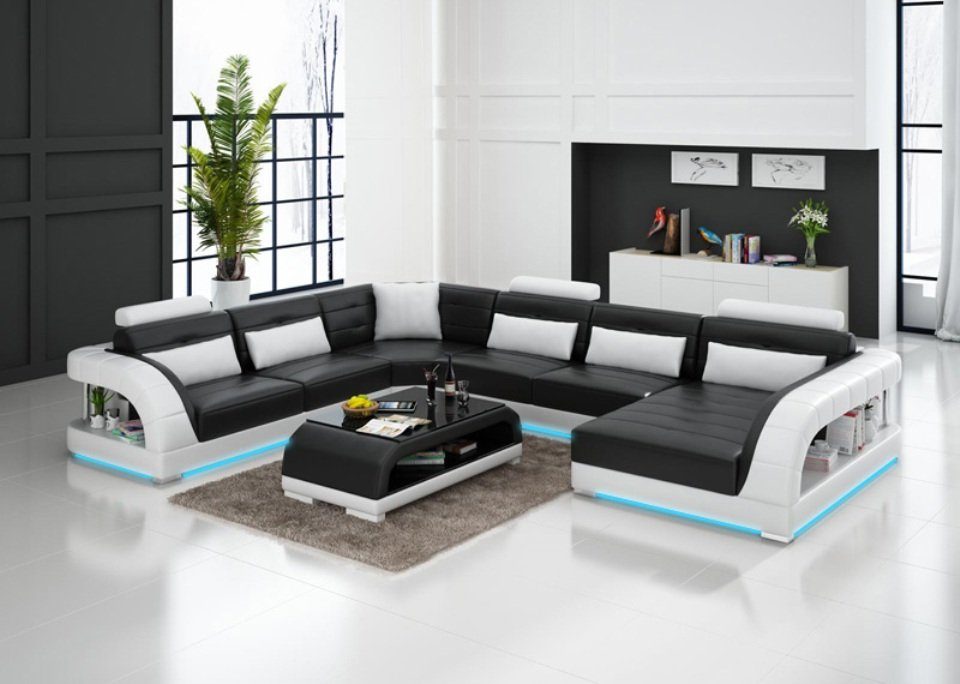 JVmoebel Ecksofa, Ledersofa Couch Wohnlandschaft Eck Design Sofa Modern Ecksofa