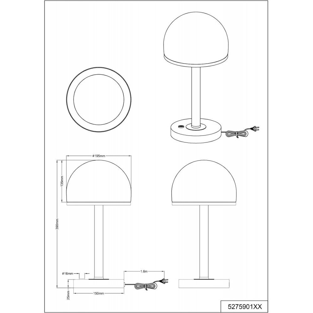 527590132 schwarz Tischleuchte Tischleuchte matt Leuchten TRIO BERLIN 4W LED