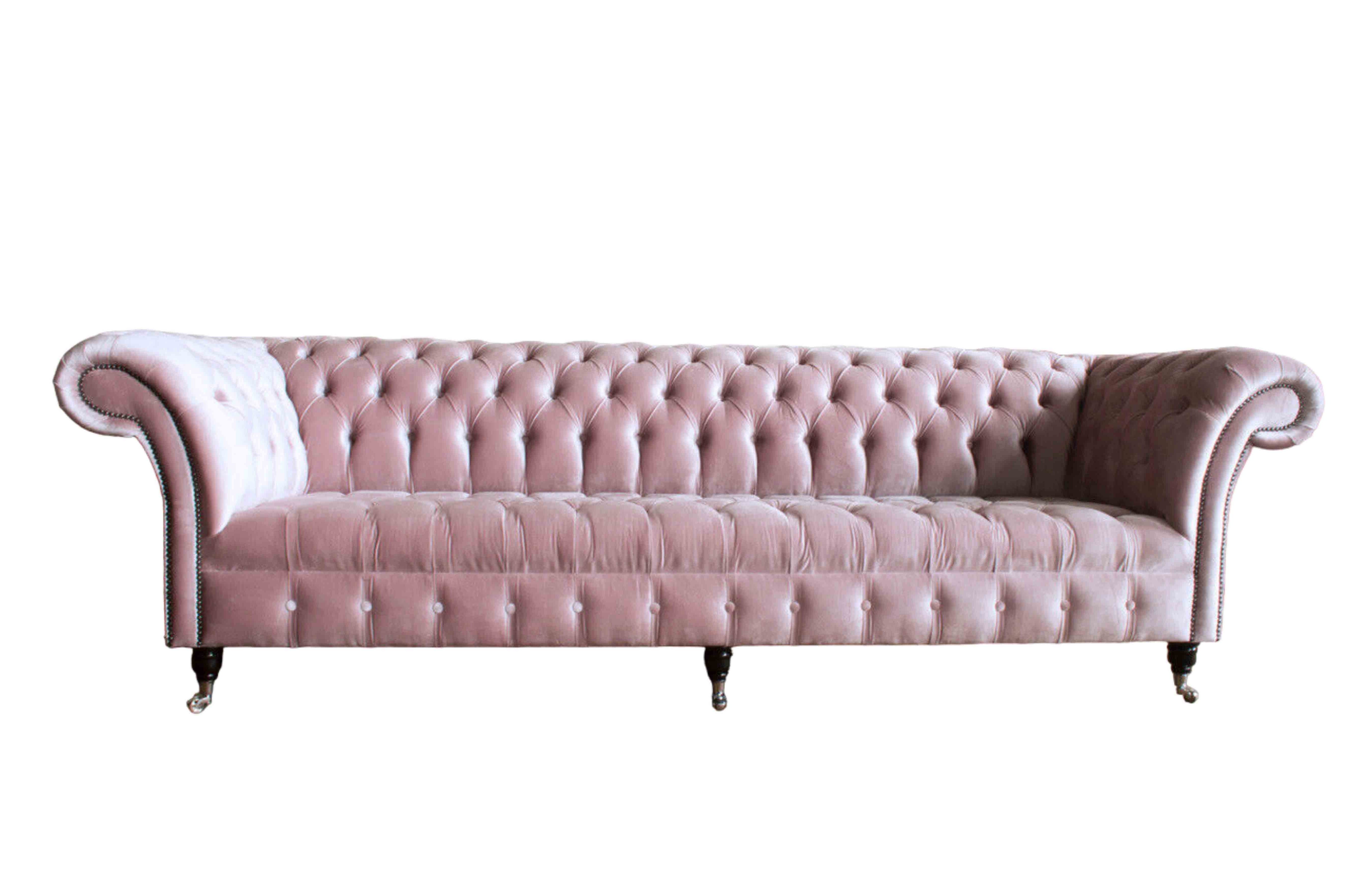 Xlmoebel Chesterfield-Sofa Rosa 4-Sitzer Couch Sofa Polster für stilvolles Wohnen, 1 Teile, Made in Europa