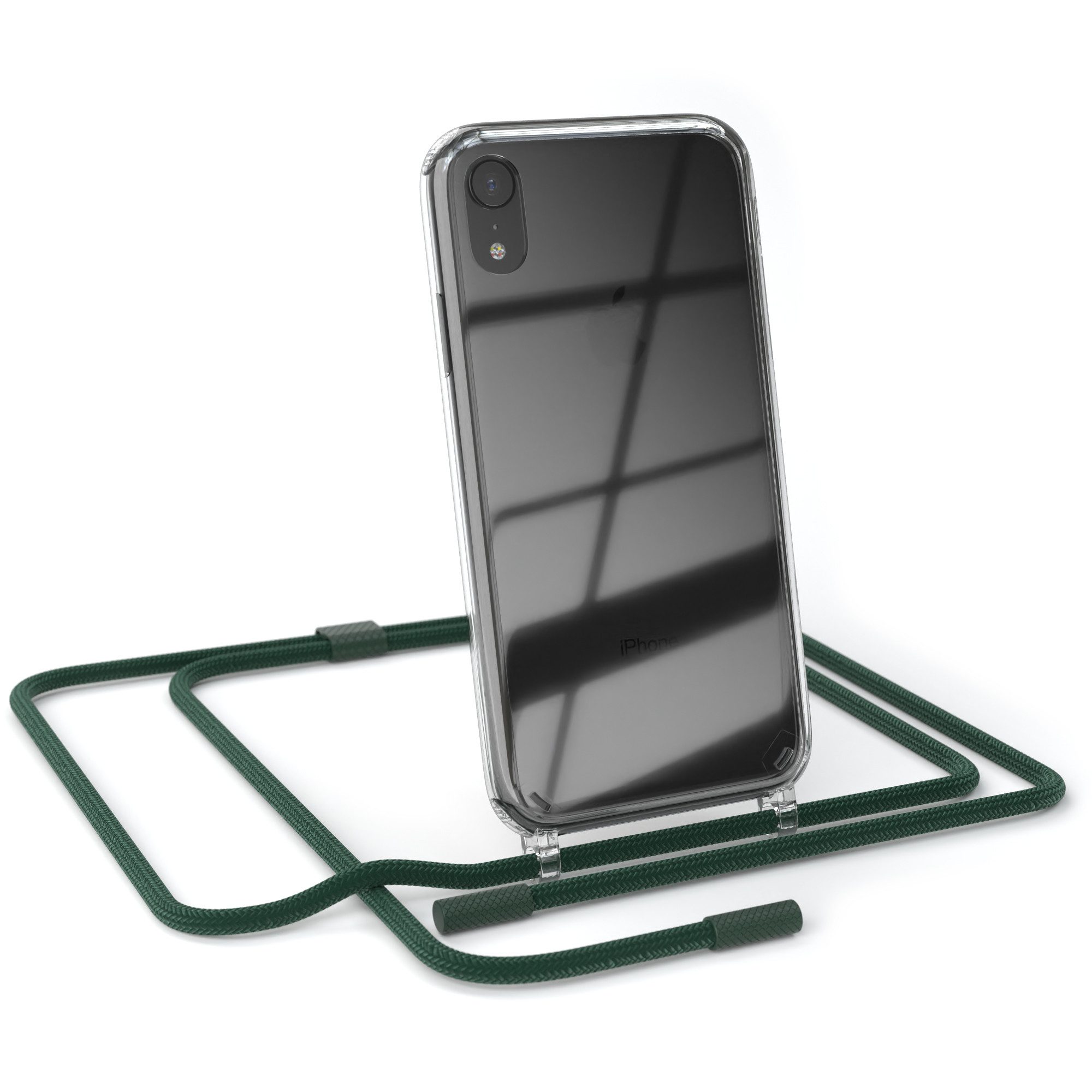 EAZY CASE Handykette Silikon Kette Unifarbe für Apple iPhone XR 6,1 Zoll, Handykette zum Umhängen Slim Phone Chain Festivalbag Smartphone Grün