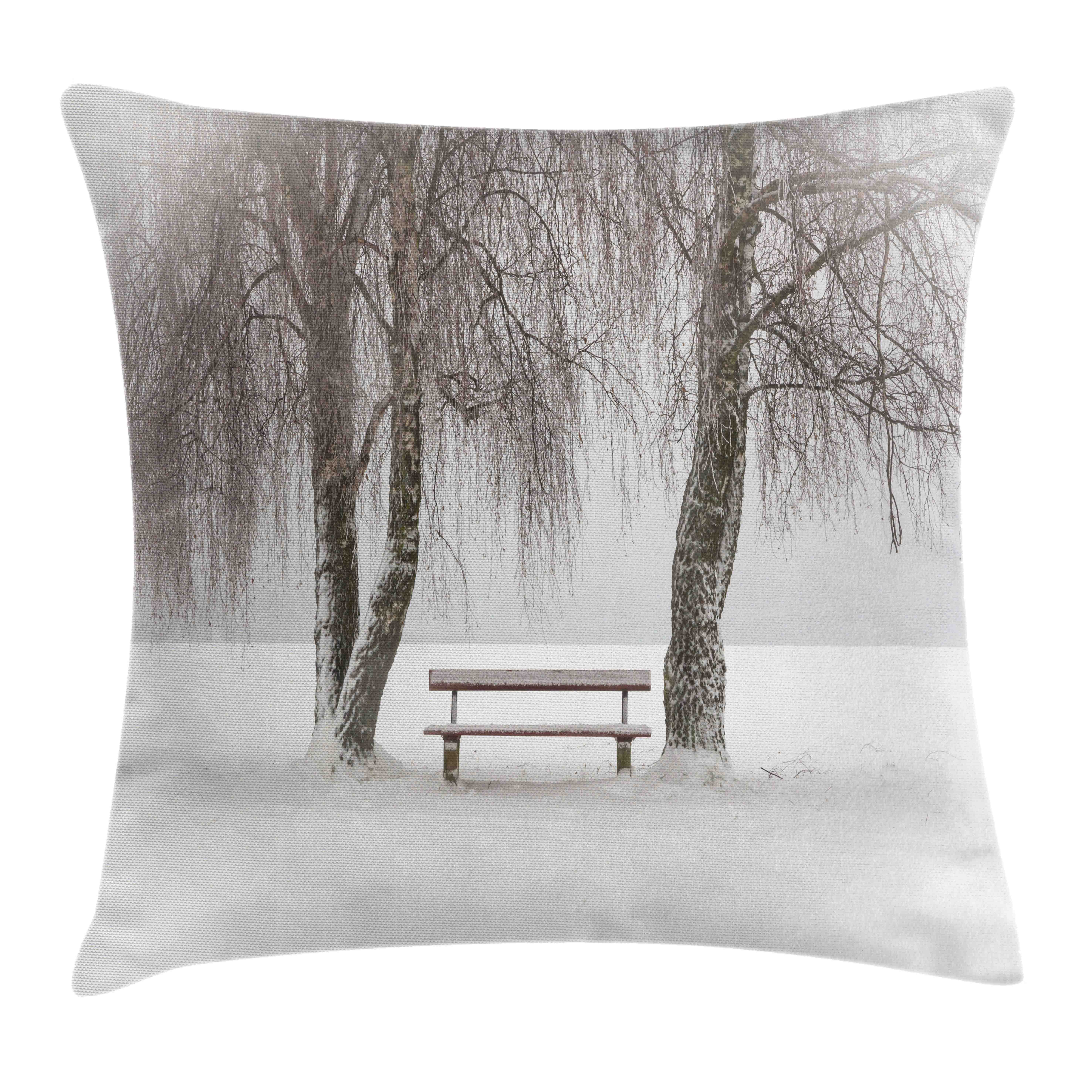 Bench Stück), Druck, Beidseitiger Winter Kissenhülle Abakuhaus Schneeflocken Farben mit Kissenbezüge Bäume Reißverschluss (1 Farbfesten