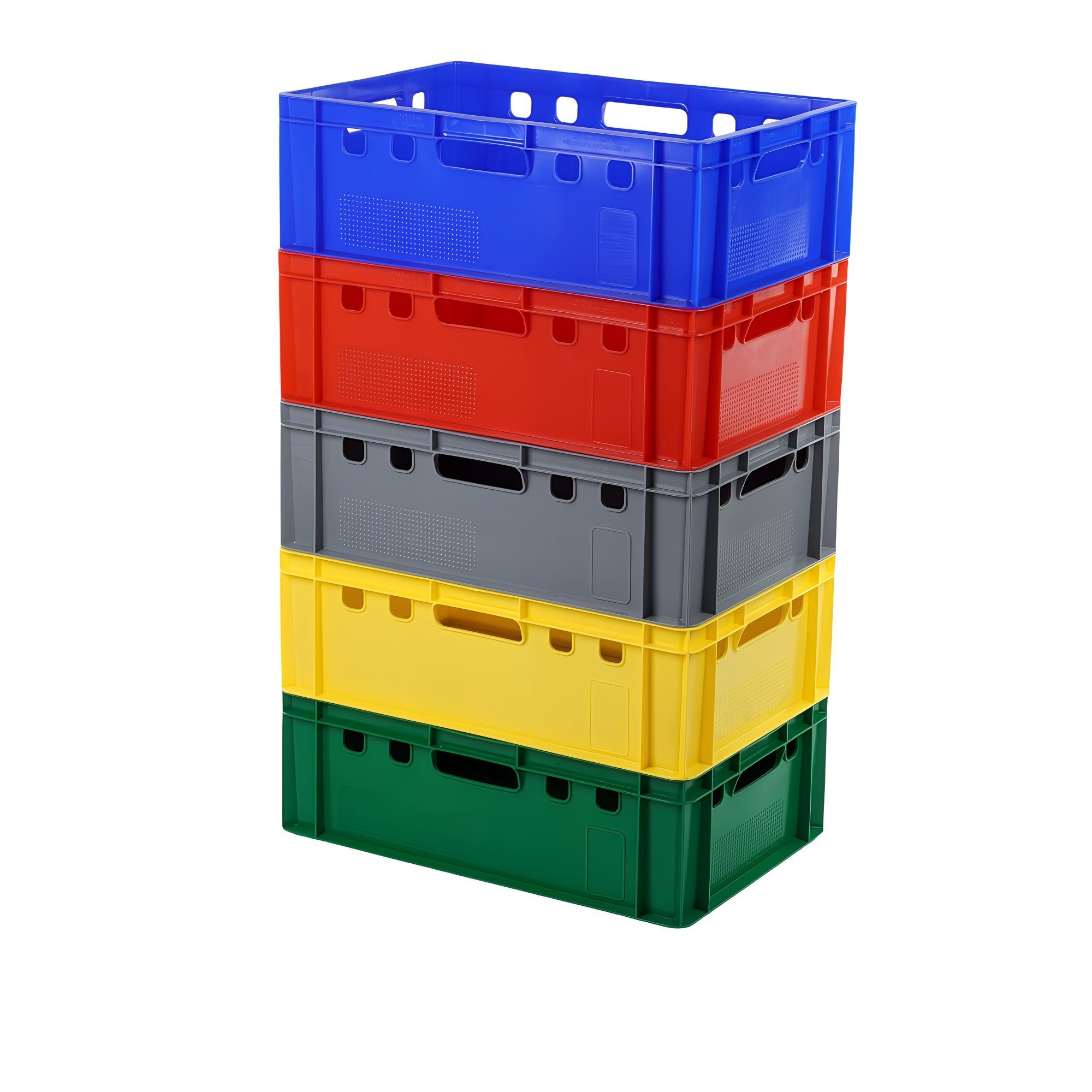 Logiplast Transportbehälter 5 Stück Eurokisten 600 x 400 x 200 mm verschiedene Farben, (Spar-Set, 5 Stück), stapelbar, widerstandsfähig, robust