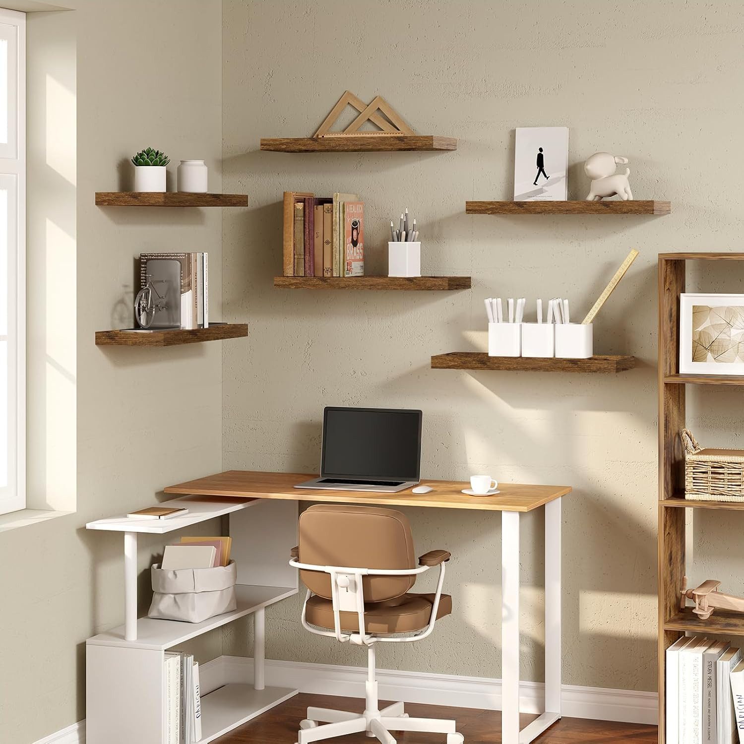 Woltu Wandregal, 6-tlg., Schweberegal Regal Wanddeko aus MDF günstig online kaufen