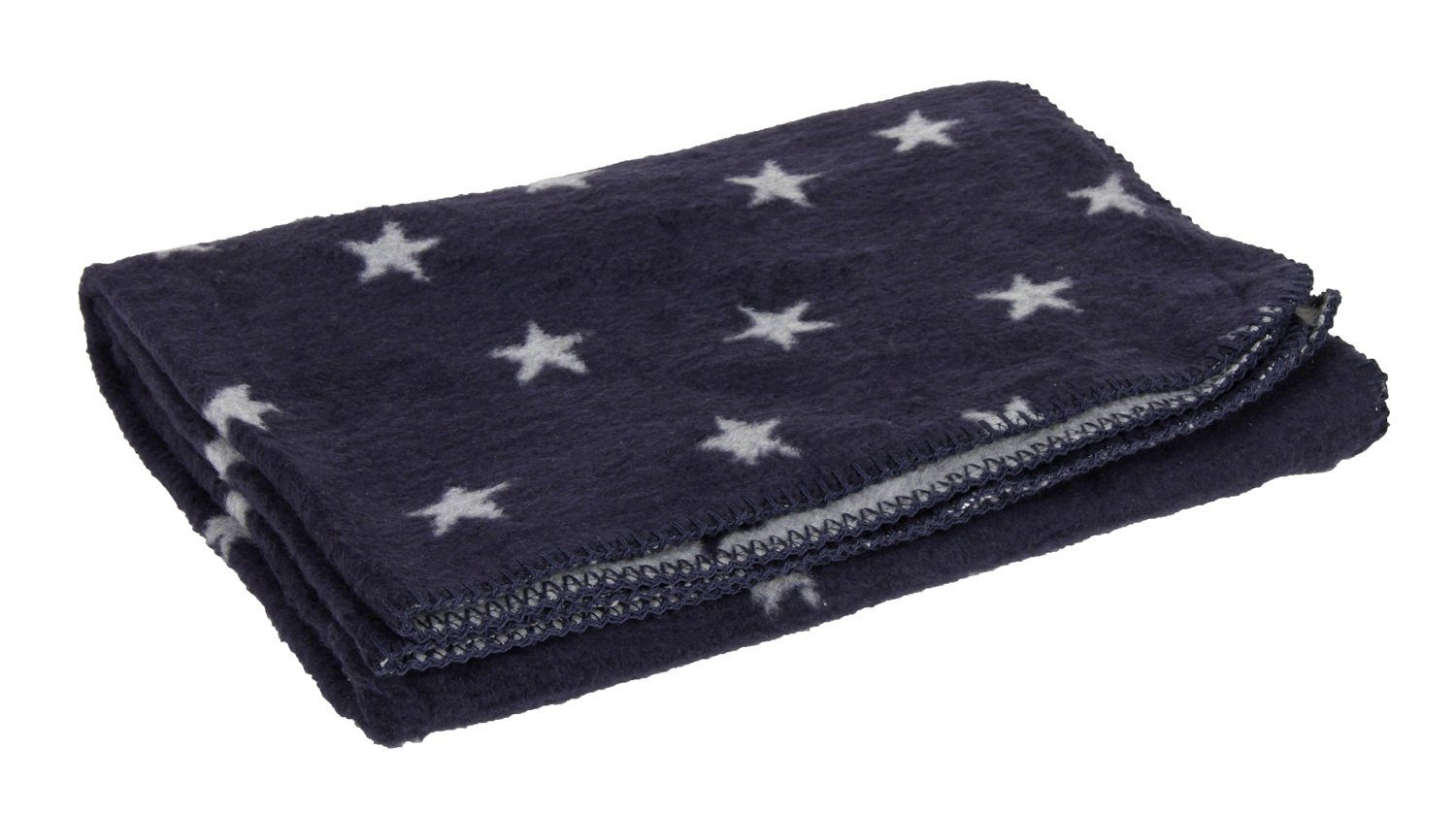 Wolldecke Yogilino® 75 x 100 hergestellt marine grauen Sternen mit yogabox, regional cm