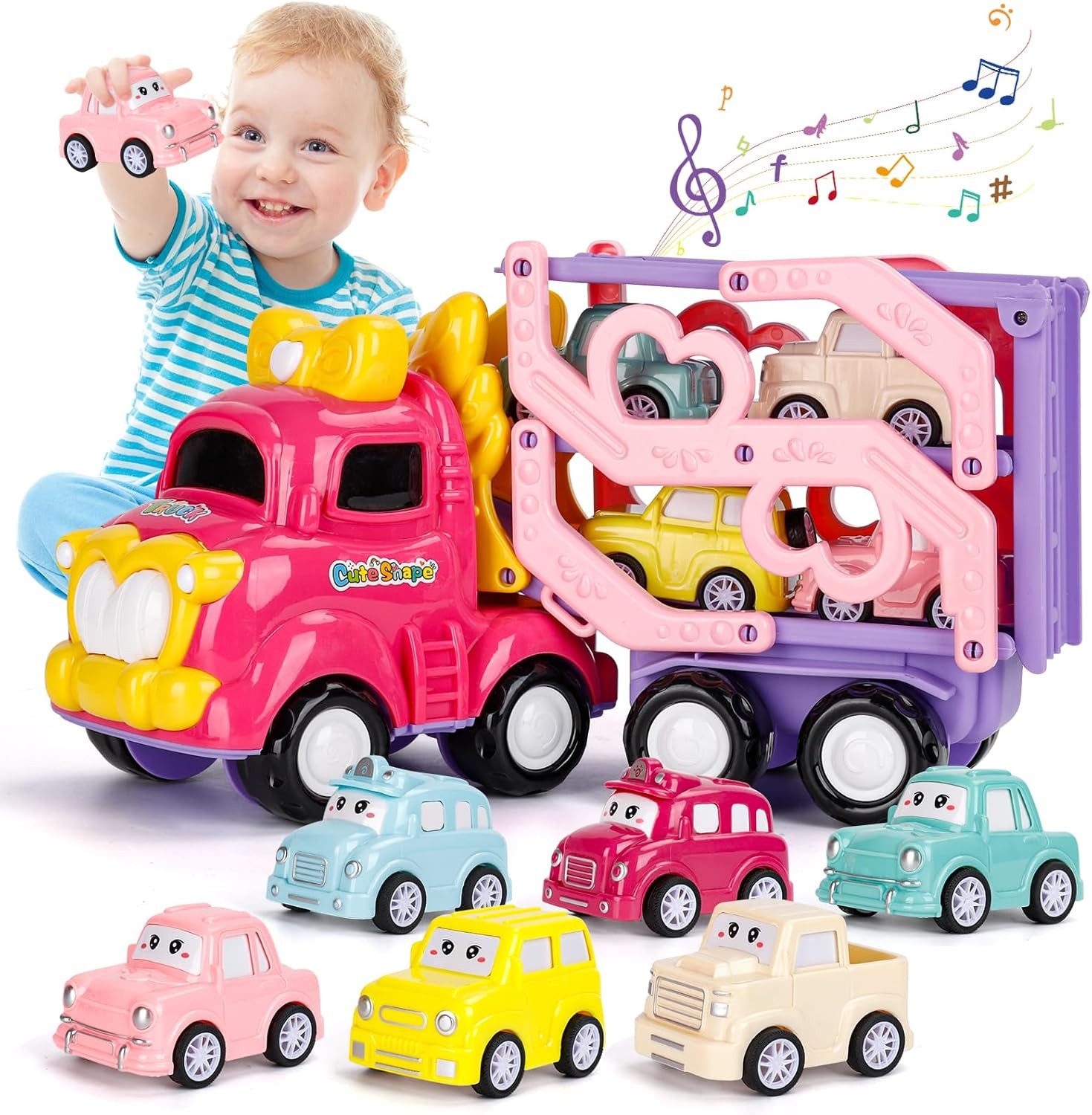 LA CUTE Spielzeug-LKW 7-in-1 Transport-LKW Spielzeug günstig online kaufen