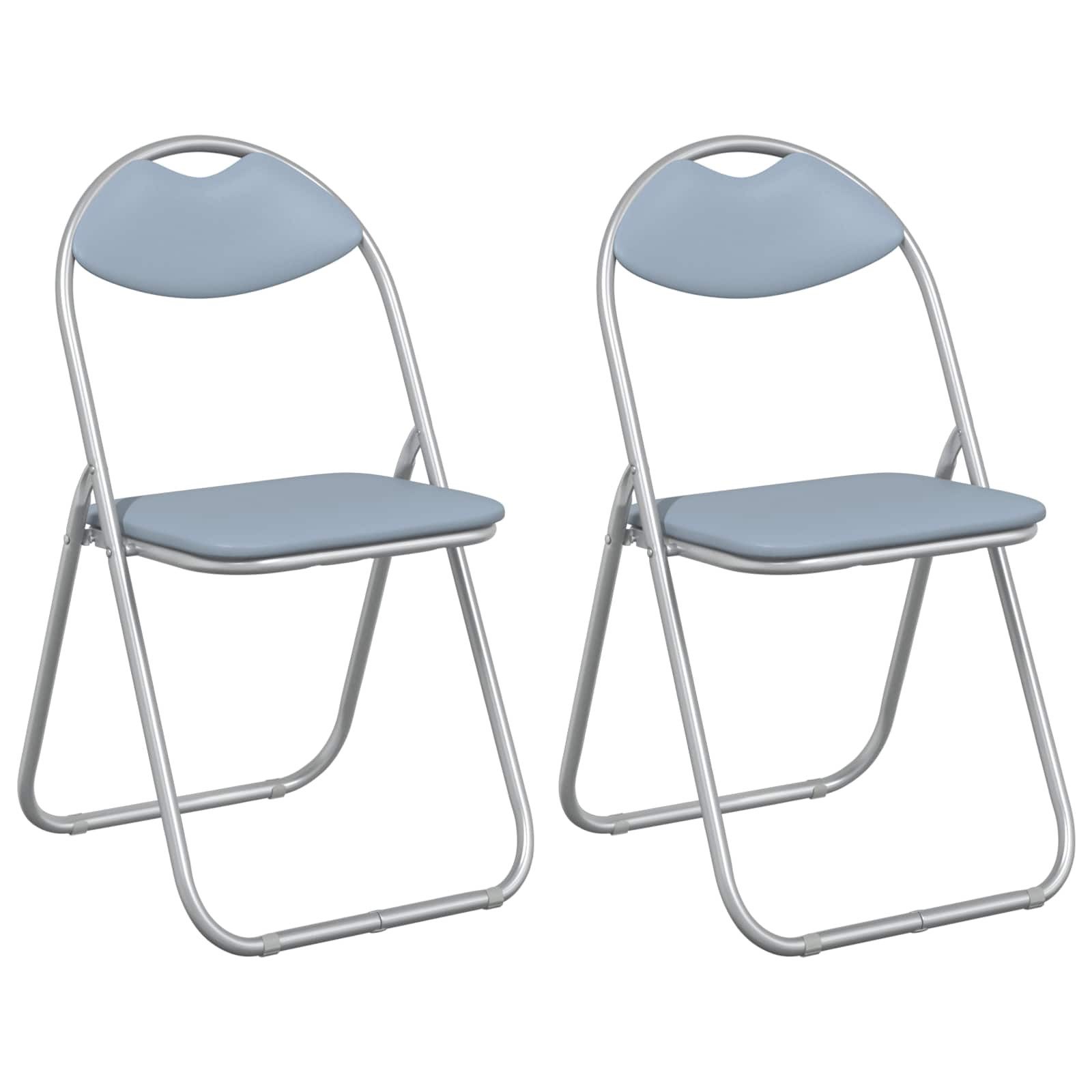 vidaXL Esszimmerstuhl Klappstuhl 2 stk. Kunstleder Grau 48 x 43,5 x 81 cm (2 St)