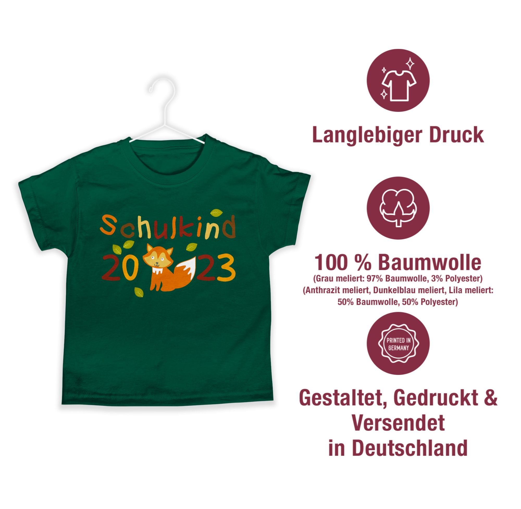 Tannengrün Junge Fuchs Einschulung Schulkind T-Shirt Schulanfang Shirtracer Geschenke 2023 3