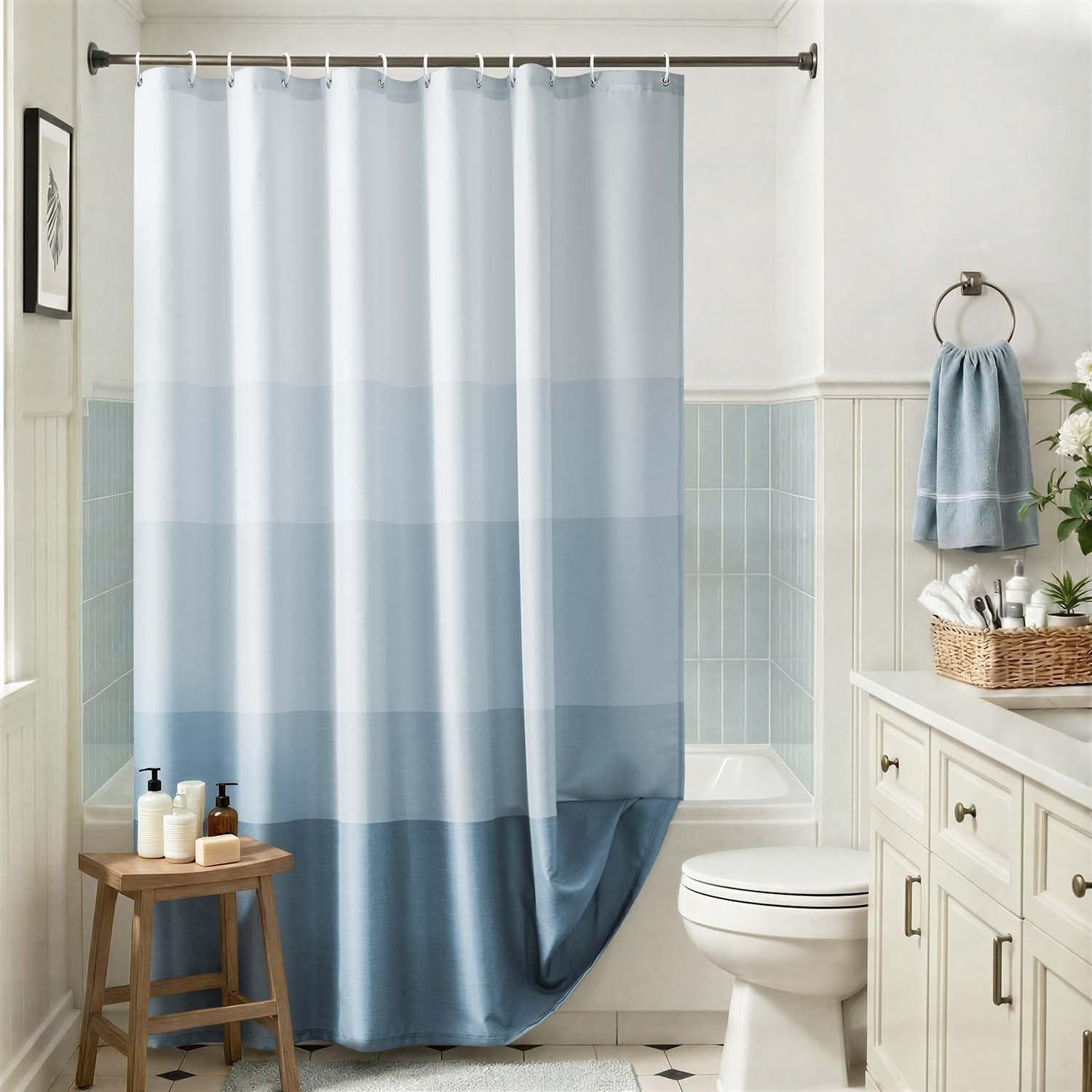 Agger Duschvorhang 180x180 cm Badewanne Waschbar Textil Shower Curtains – Bild 3 von 5