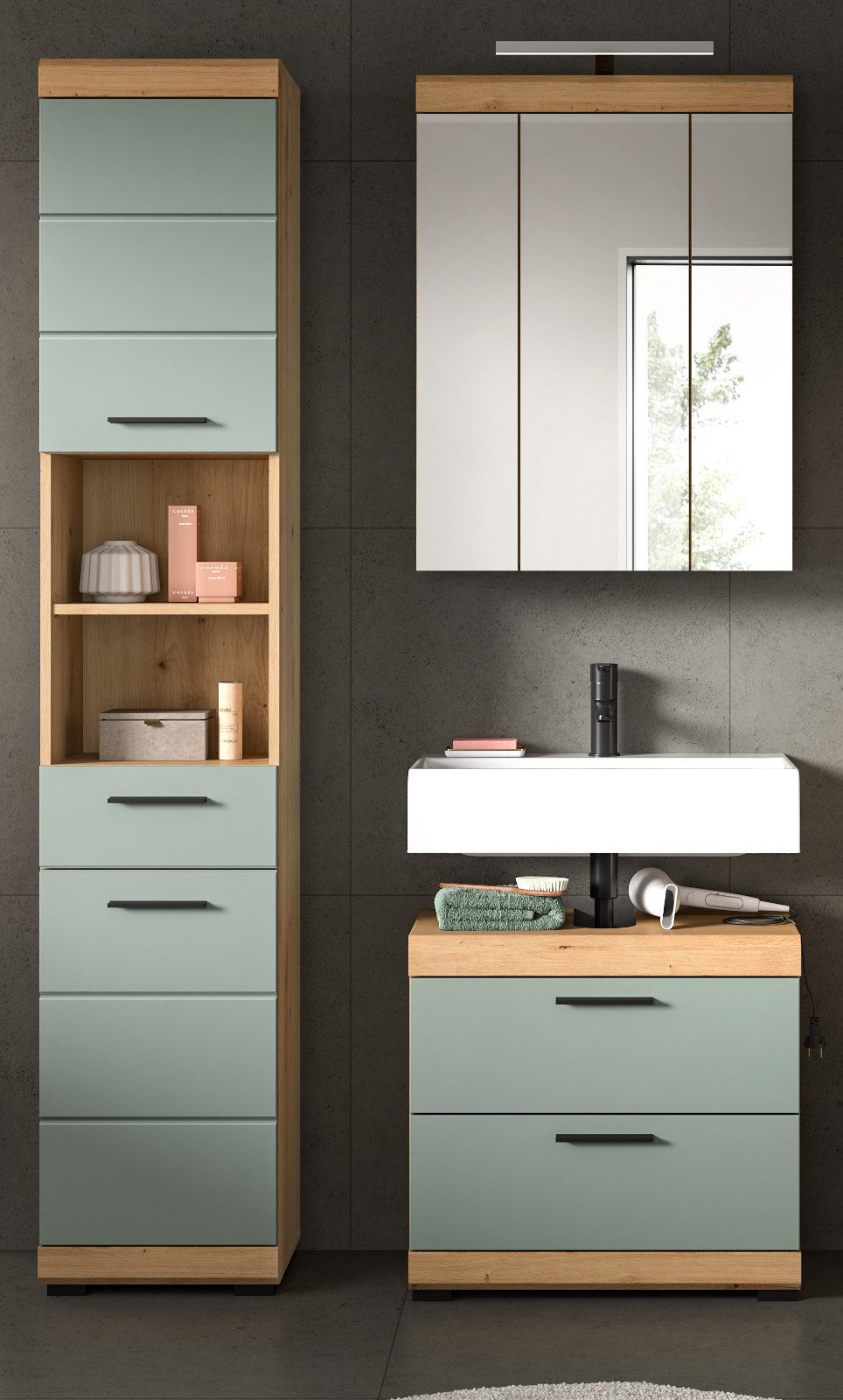 Inn.Furn Badmöbel-Set Shawn, (Badezimmer in Salbei günstig online kaufen