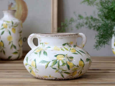 Chic Antique Dekovase Chic Antique * Limone Blumentopf Vase H13/D20 cm antique creme (1 St)