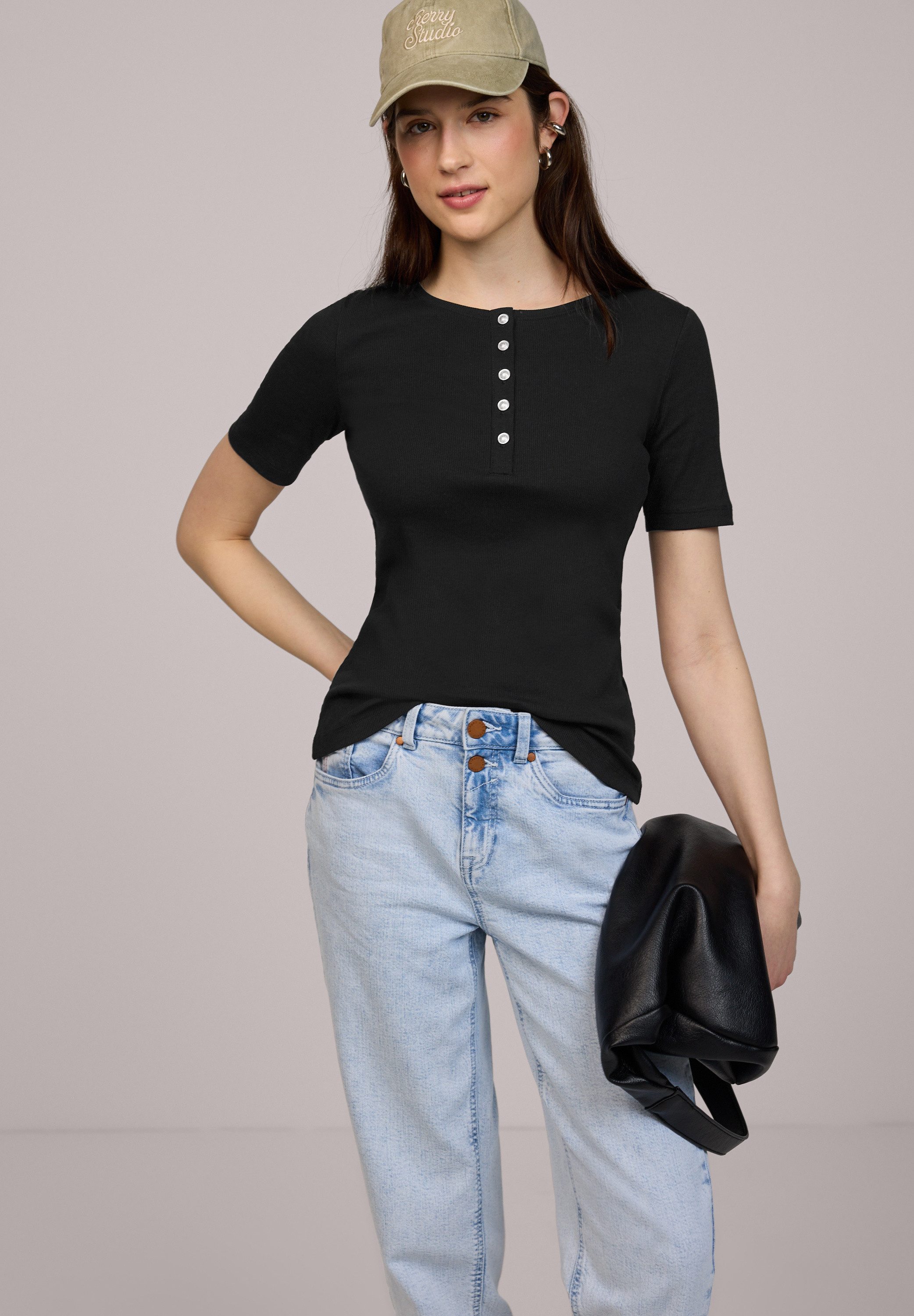 STREET ONE STUDIO T-Shirt aus Baumwolle mit Stretchante günstig online kaufen