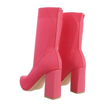 Ital-Design Damen Schlupfschuhe Party & Clubwear High-Heel-Stiefelette Blockabsatz High-Heel Stiefeletten in Pink