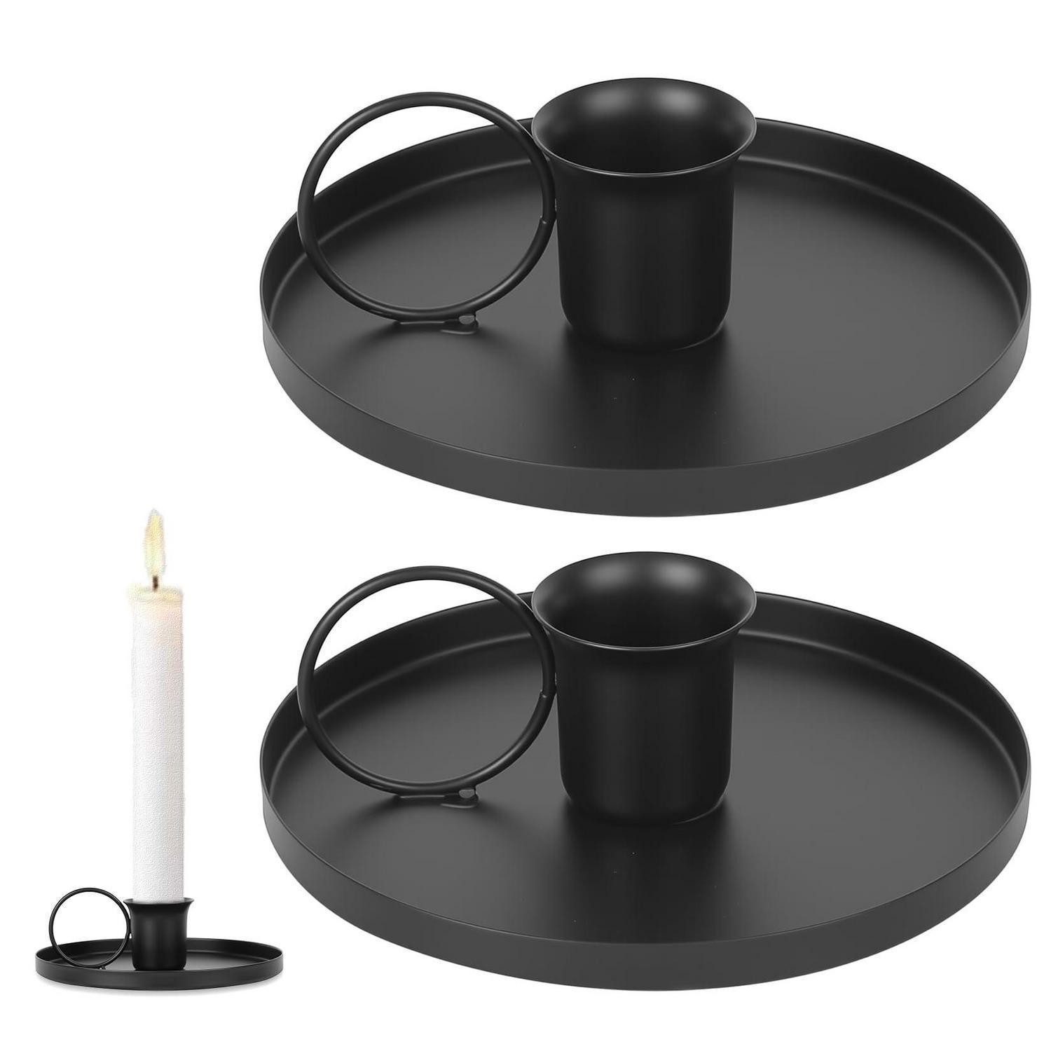 LuxusKollektion Kerzenständer Kerzenhalter Metall schwarz 2 Stück (2 St)
