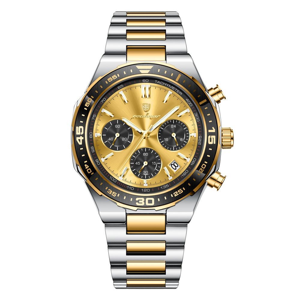 POEDAGAR Quarzuhr Poedagar Chronograph Uhr – Edelstahlgehäuse, Kalender, 4 Farben