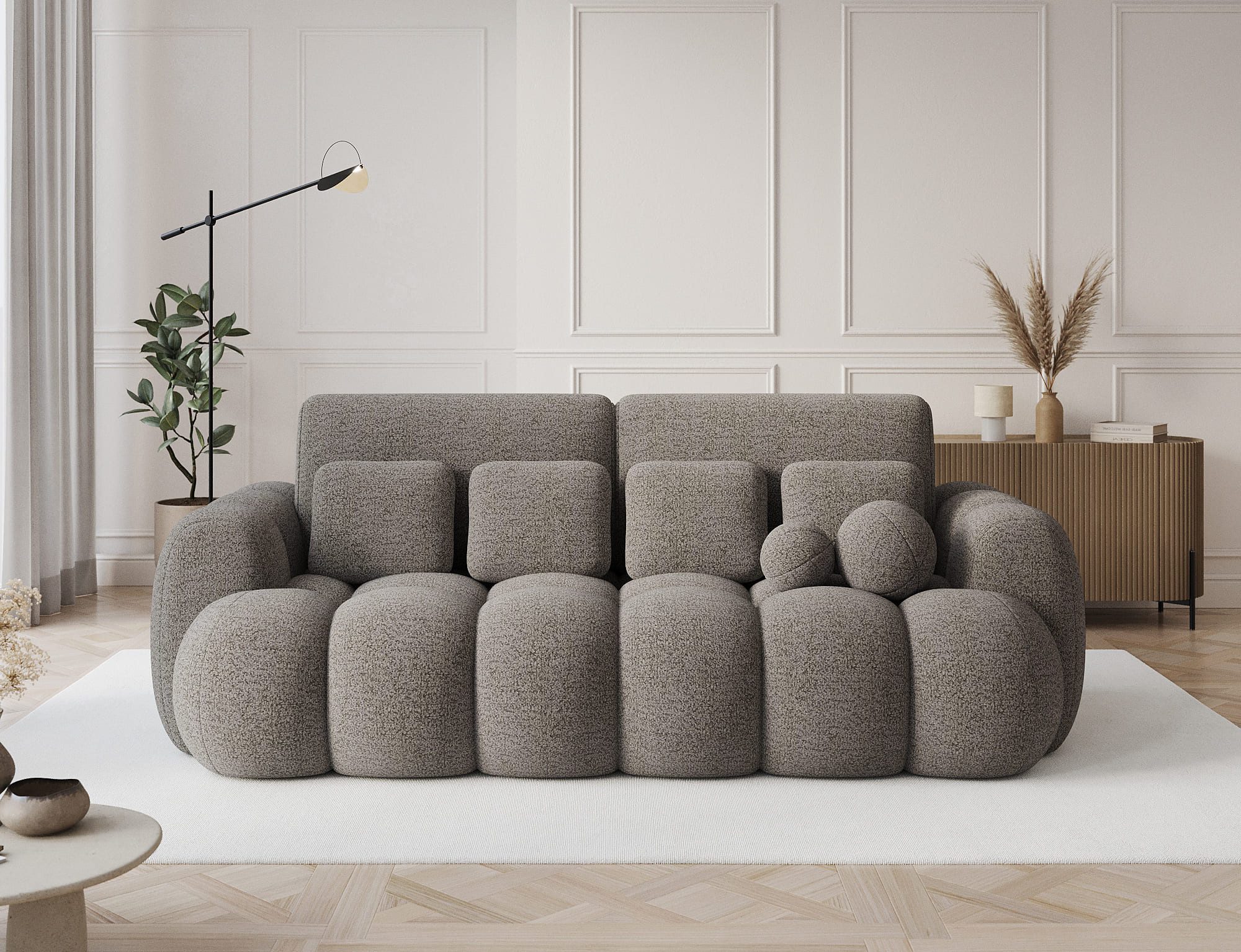 MOEBLO Schlafsofa ELVENTO, Sitzer Sofa mit Schlaffunktion & Komfortpolsterung – Modernes Schlafsofa mit Bettkasten & Zierkissen, Couch Polstermöbel Sitzmöbel Wohnzimmermöbel 3-Sitzer-Sofa Stoffsofa für Wohnzimmer, B 256 × H 105 × T 119 cm