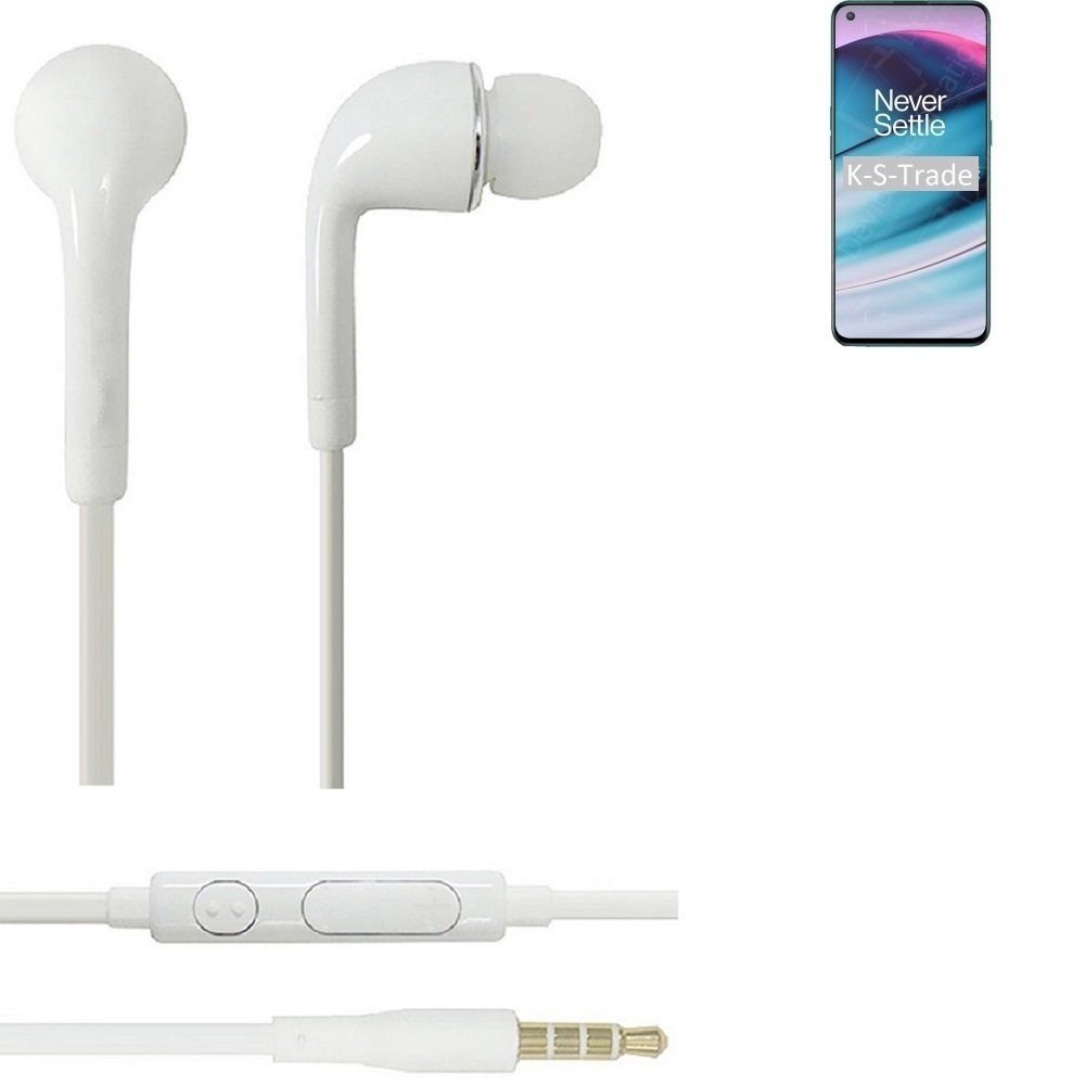 K-S-Trade für OnePlus Nord (Kopfhörer In-Ear-Kopfhörer Headset CE weiß u mit 3,5mm) Mikrofon 5G Lautstärkeregler