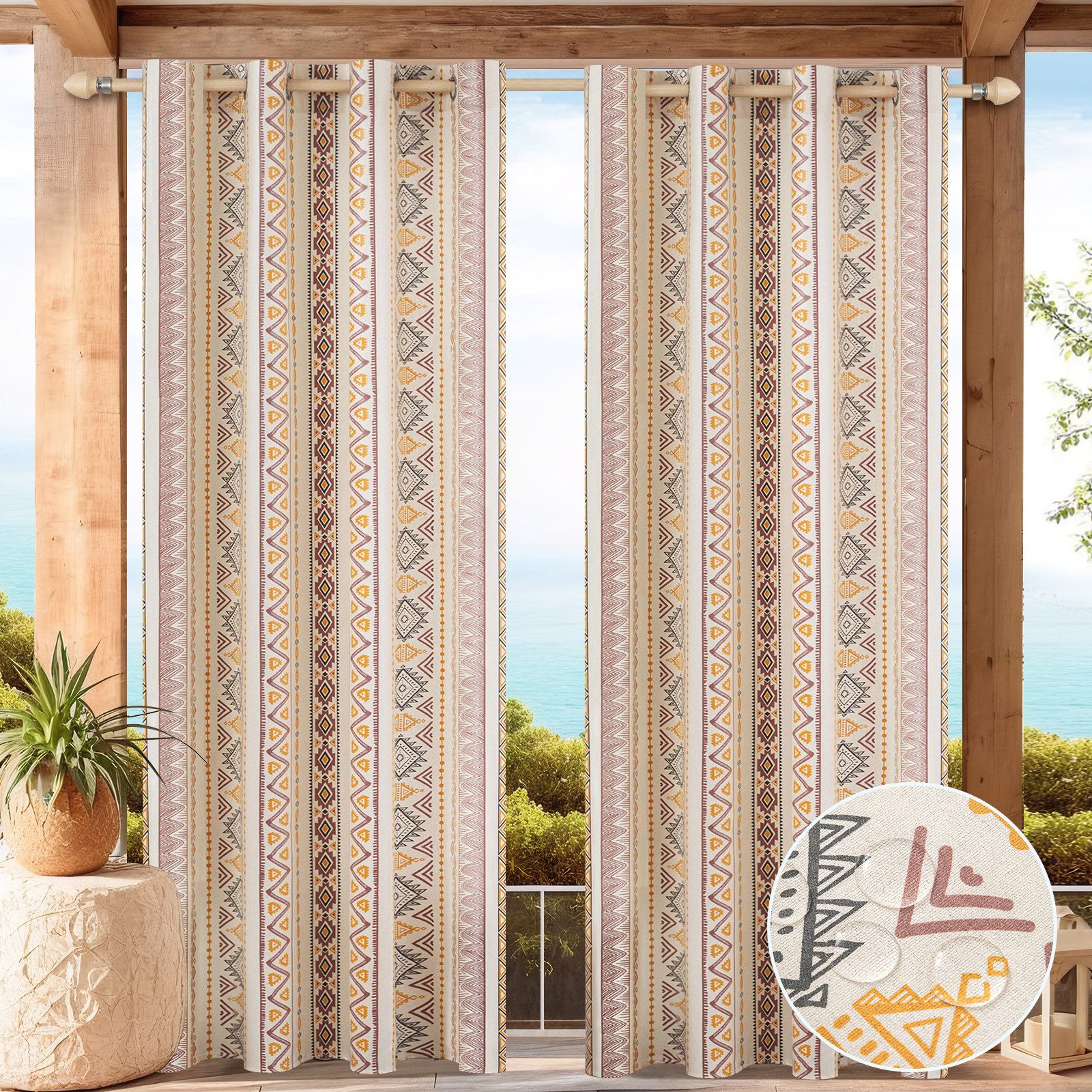 BTTO V&G Outdoorgardine Vorhang Boho Style,Outdoor günstig online kaufen