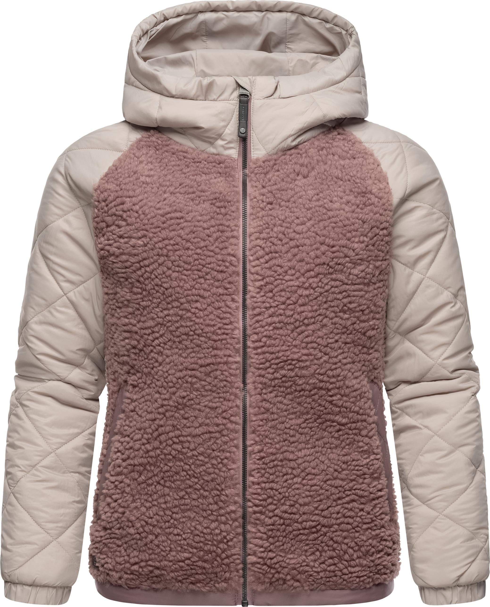 Ragwear Outdoorjacke Leeloo Damen Übergangsjacke aus Teddyfleece mit gesteppten Ärmeln