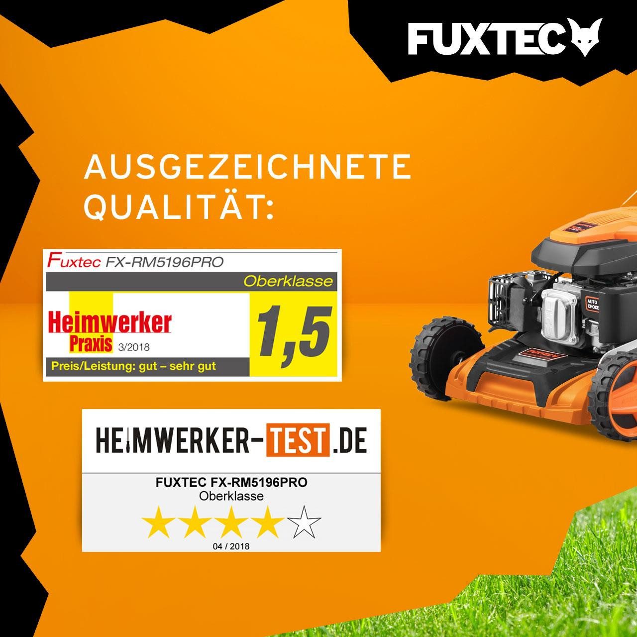 FUXTEC Benzinrasenmäher FX-RM5196PROSL, 50,1 cm Schnittbreite, 50 cm Schnittbreite, 60 L Fangkorb, 4in1 Mäher, Auto-Choke-System