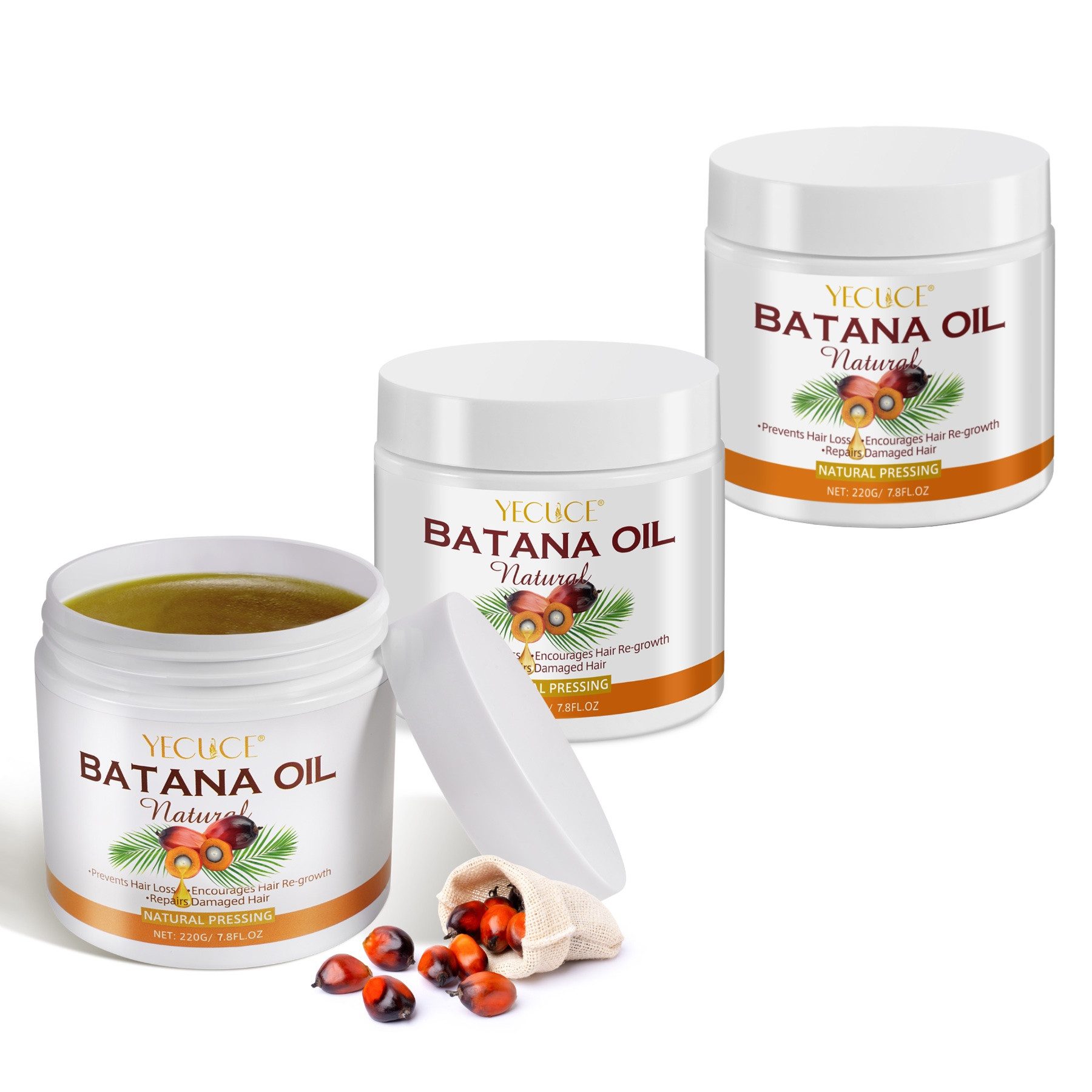 P-Beauty Cosmetic Accessories Haaröl Batana Öl für Haare Haarwachstum Haarpflege Gesicht Haut Nägel 220g, 3-tlg., Haarwachstumsmittel, Haarpflege