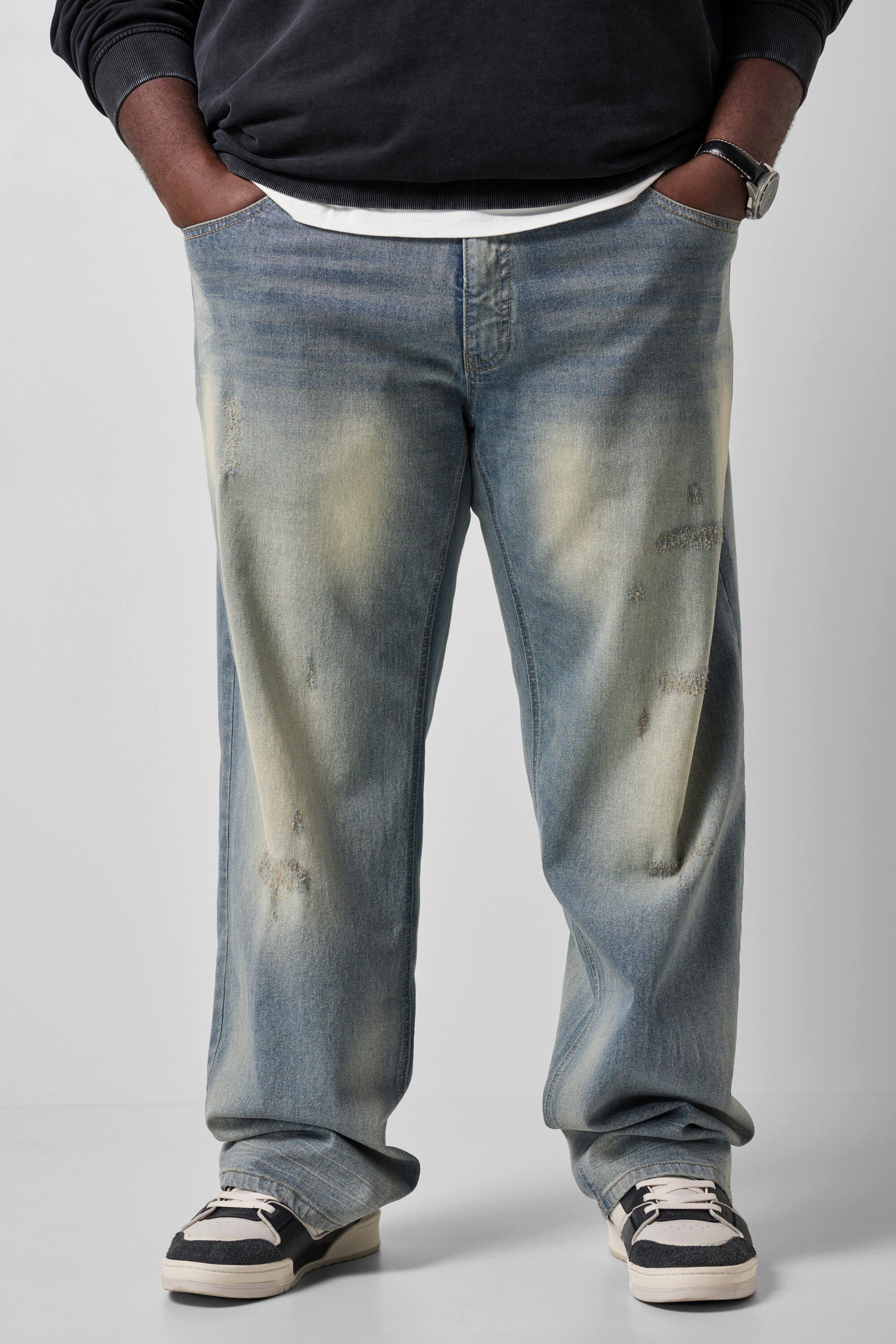 STHUGE 5-Pocket-Jeans Jeans Baggy Fit 5-Pocket bleached Denim destroyed