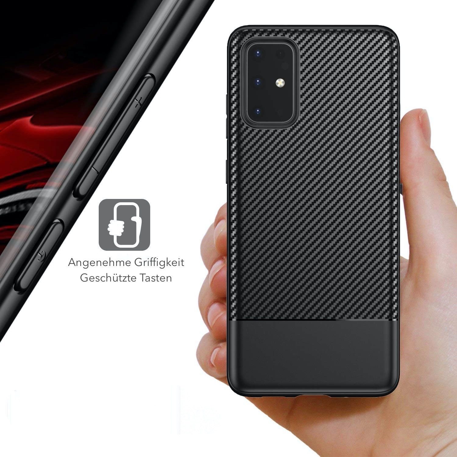 AVANA Handyhülle für Samsung Galaxy S20 / Plus / Ultra Hülle Silikon Schutzhülle Case, Slim Cover, Bumper, Carbon Optik
