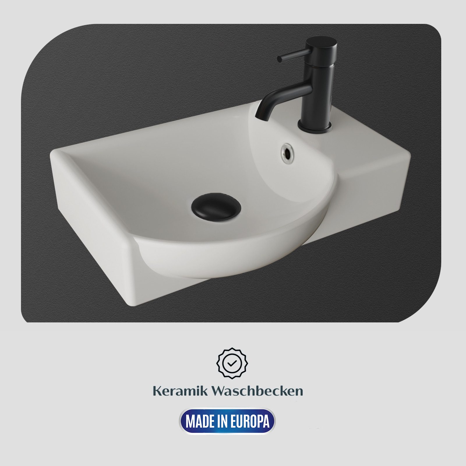 Alpenberger Badmöbel-Set - Gäste WC Waschbecken mit Unterschrank 45 cm Breit, (Badschrank 2-tlg., Waschtisch hängend), Waschbeckenunterschrank mit Softclose - W – Bild 5 von 5