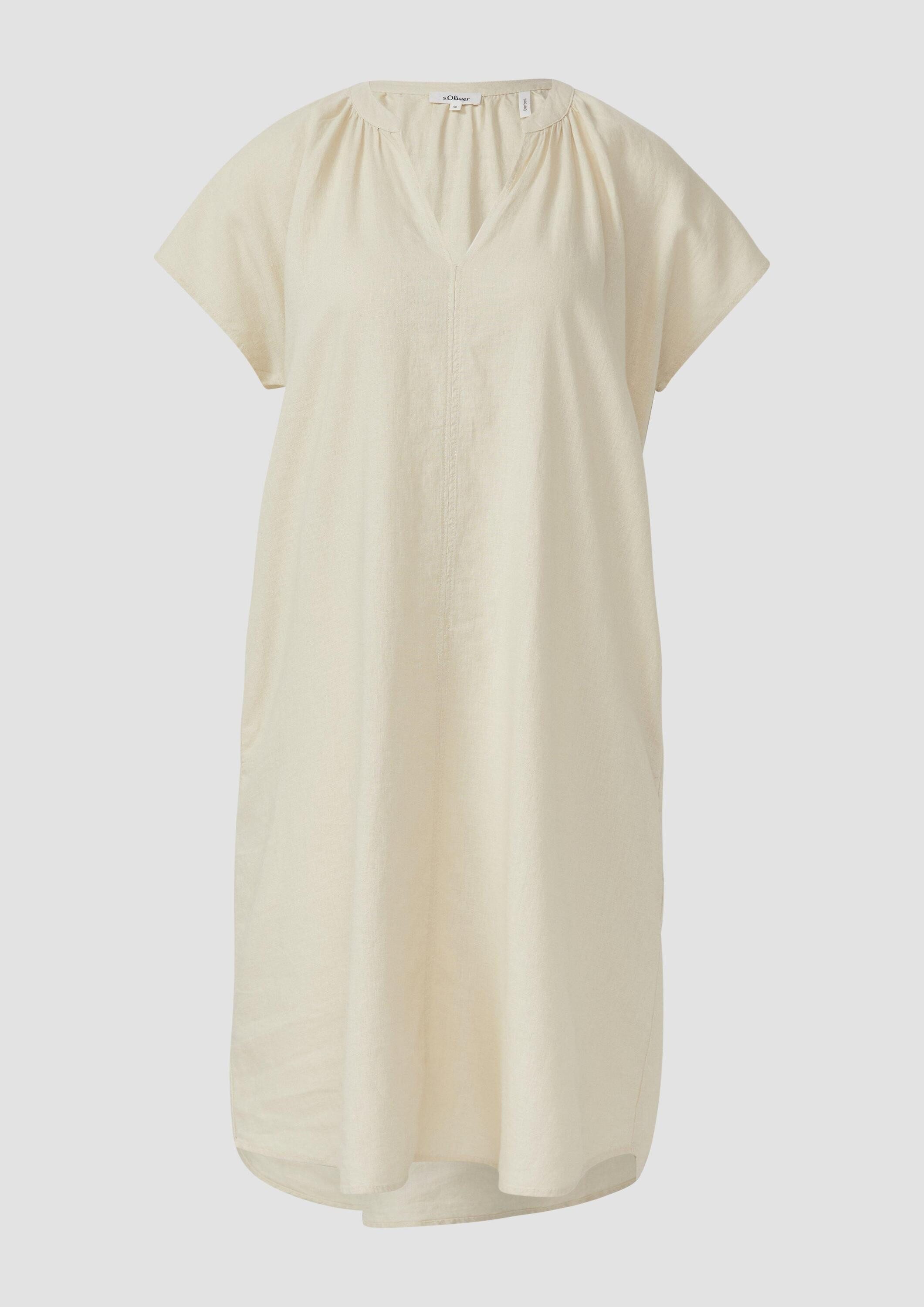 s.Oliver Midikleid Kleid Midi-Kleid aus Leinenmix mit Eingrifftaschen