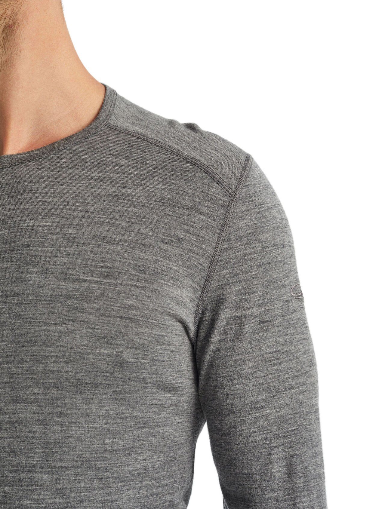 Icebreaker Langarmshirt Unterwäsche 200 Oasis LS Crewe - Merinowolle, enganliegend - grau