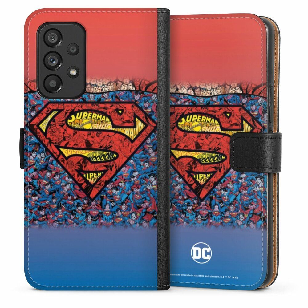 DeinDesign Handyhülle Superman Offizielles Lizenzprodukt Logo Superman Logo Mosaic, Samsung Galaxy A53 5G Hülle Handy Flip Case Wallet Cover