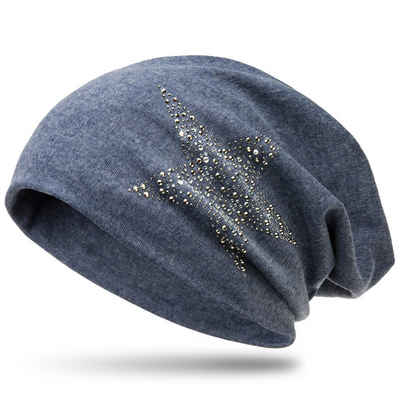 Caspar Beanie MU153 Mütze mit Strass Stern und warmem Flanell Stoff