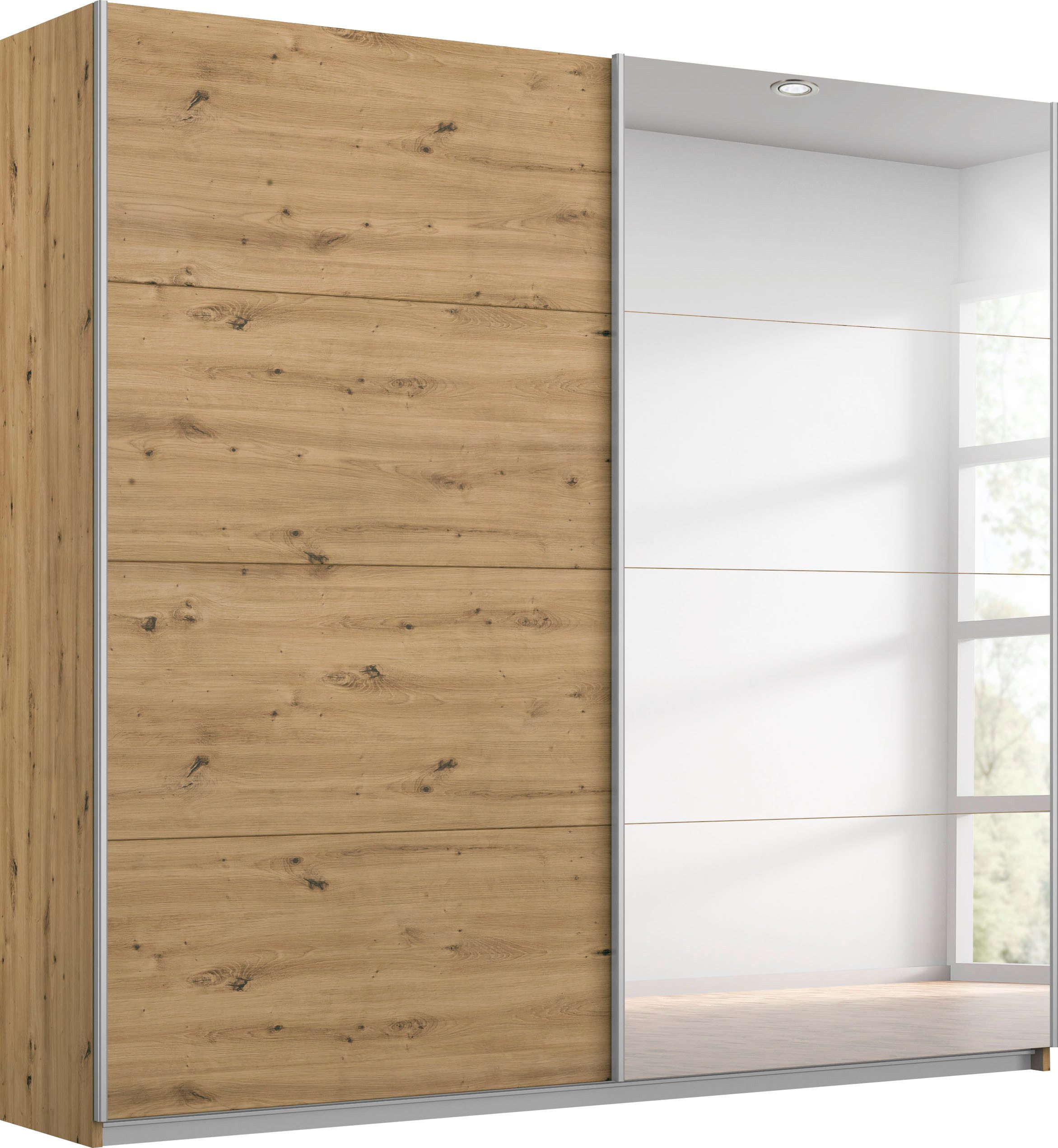 OTTO home Schwebetürenschrank Kleiderschrank Schrank Garderobe Schlafzimmerschrank THANOS (3 verschiedene Ausstattungen BASIC/CLASSIC/PREMIUM (inkl. SOFT-CLOSE) Optional mit Spiegel, Metall-Griffleisten alufarben MADE IN GERMANY