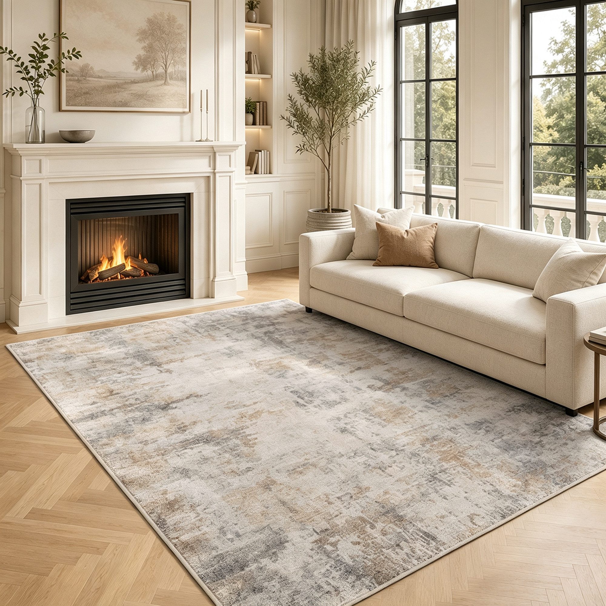 HOMCOM Teppich Teppich maschinenwaschbarer Wohnzimmerteppich rutschfester, Rechteckig, Höhe: 1 mm, für Wohnzimmer, Schlafzimmer, 200 x 140 cm, Braun