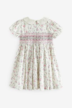 LAURA ASHLEY Smokkleid Laura Ashley Gesmoktes Kleid mit Spitzenkragen (1-tlg)