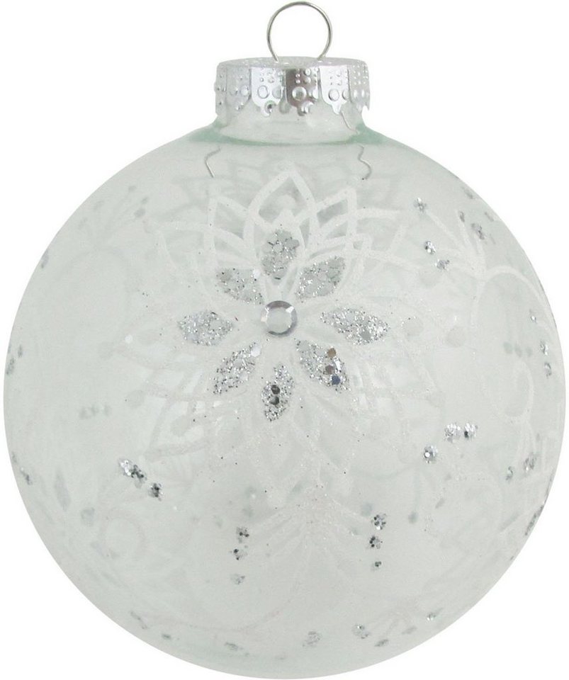 Krebs Glas Lauscha Weihnachtsbaumkugel CBK30528, Weihnachtsdeko,  Christbaumschmuck, Christbaumkugeln Glas (1 St), aus Glas, mit Blumendekor