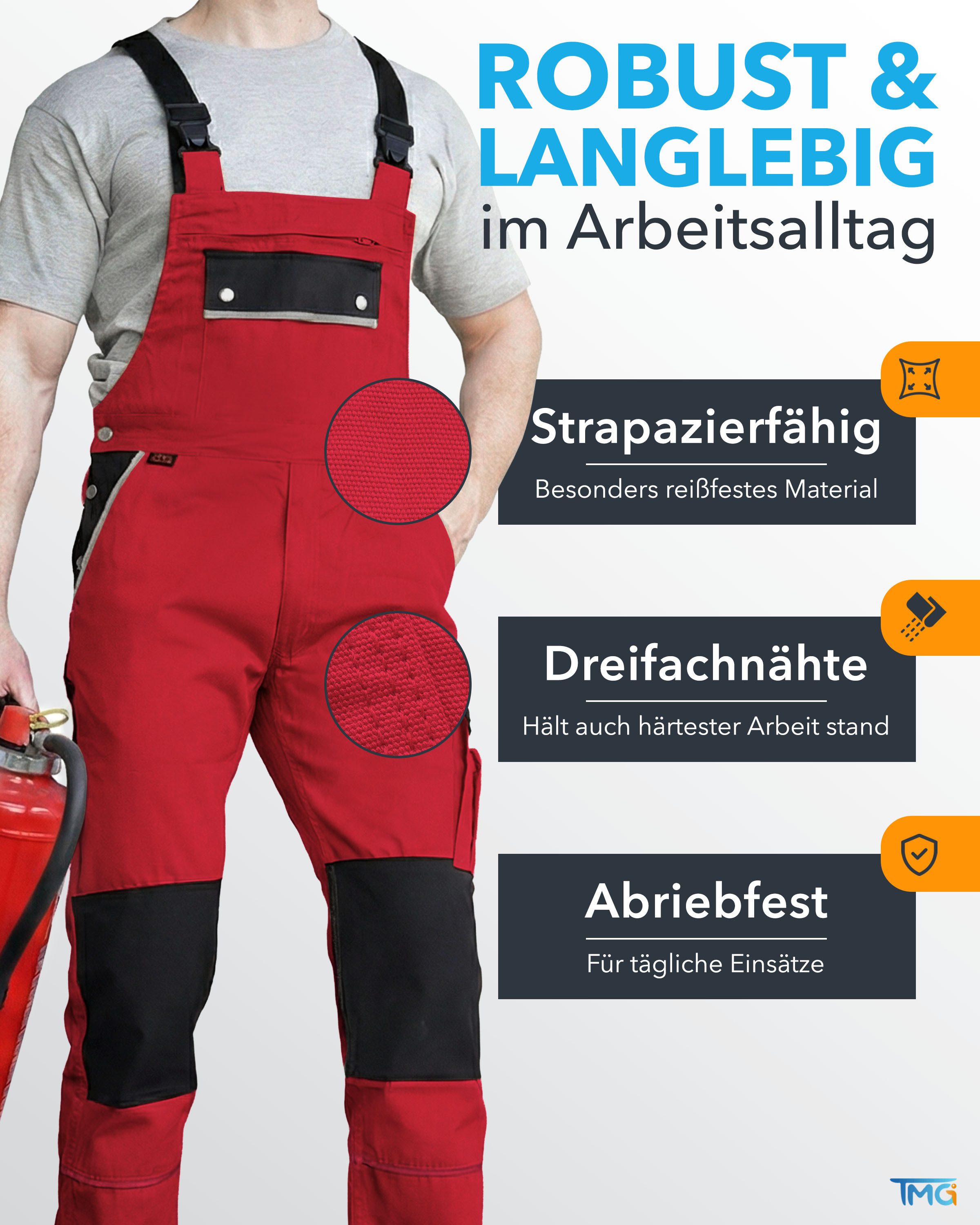 TMG International Arbeitslatzhose Latzhose Arbeitshose Cargohose Overall Blaumann