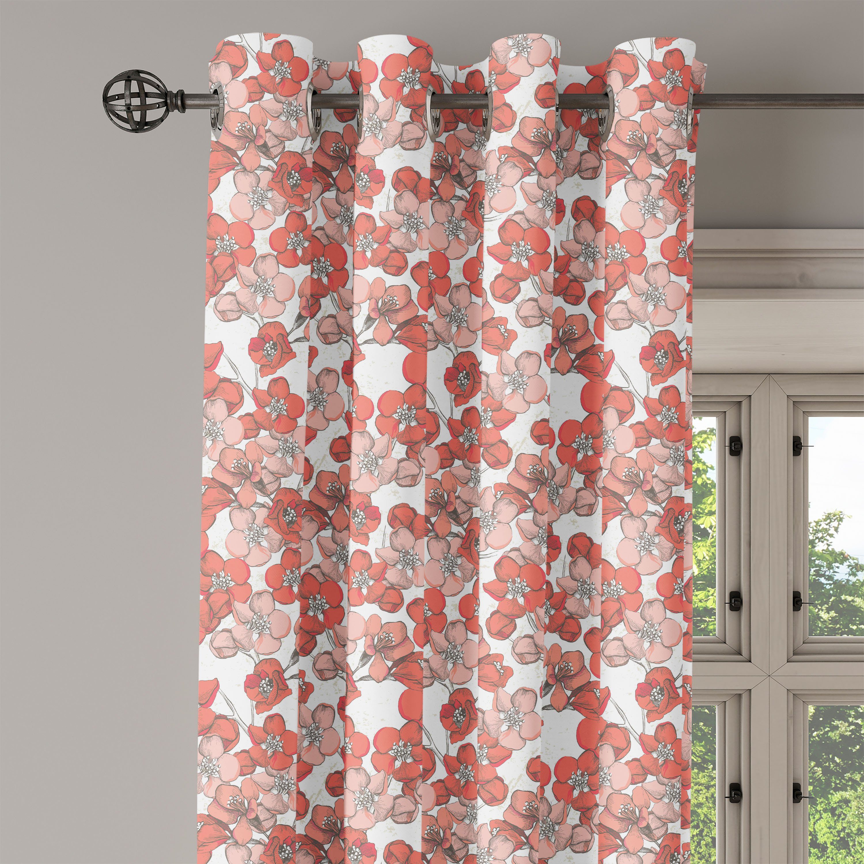 für Kirschblüte Dekorative 2-Panel-Fenstervorhänge Schlafzimmer Natur Abakuhaus, Wohnzimmer, Gardine