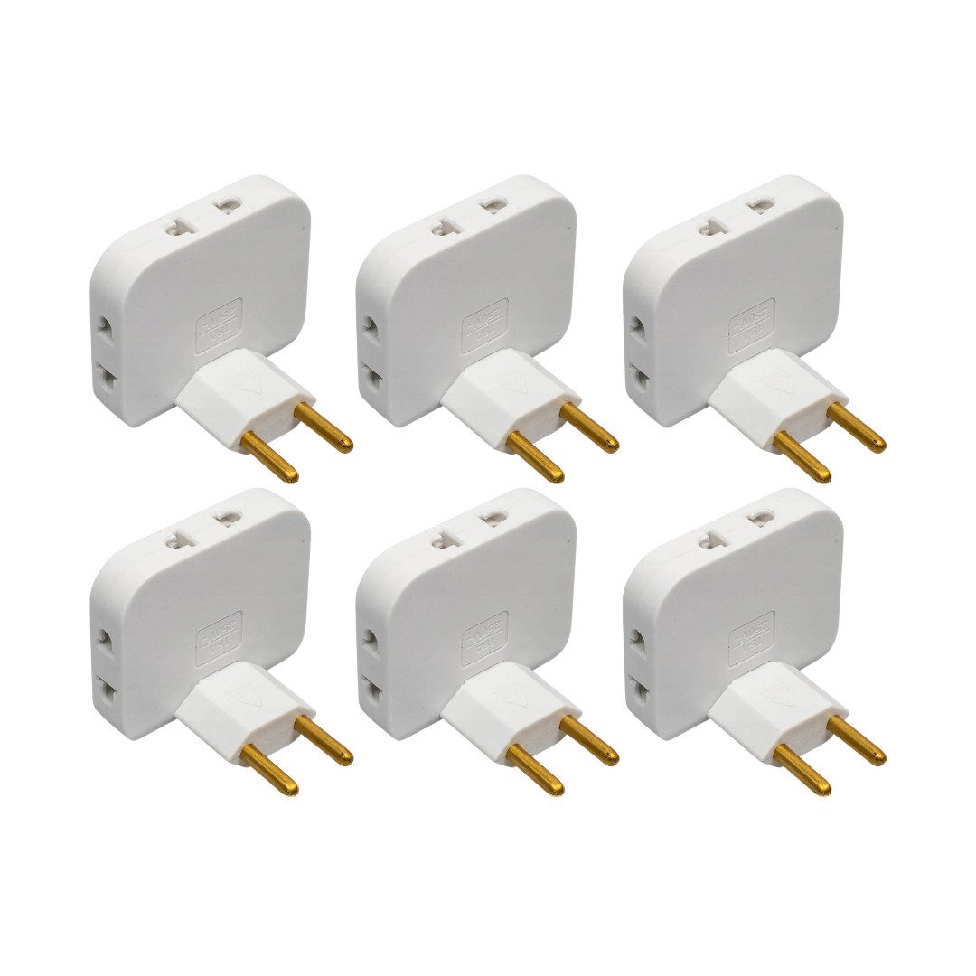 BetterStyle Steckdosenadapter 3-fach Klappbar Kompakt Mehrfachstecker Weiß Set Mehrfachsteckdose 3-fach (Ohne Erdung, Leicht), Steckdosen Verteiler Klappbar Büro Zuhause Werkstatt Platzsparend