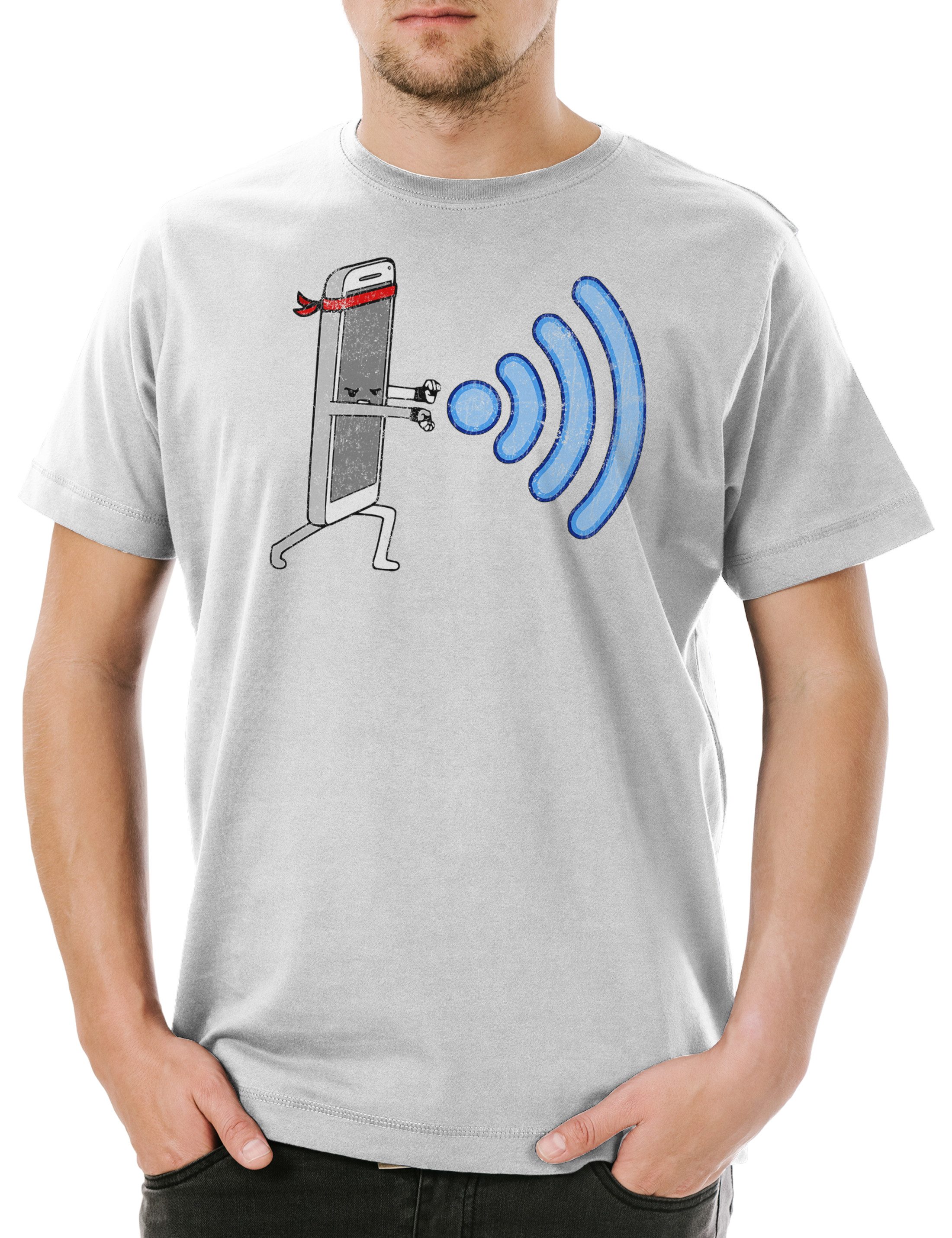 Print-Shirt Wifi Hadoken Herren T-Shirt Wi-Fi Wlan Street Geek Nerd Fun