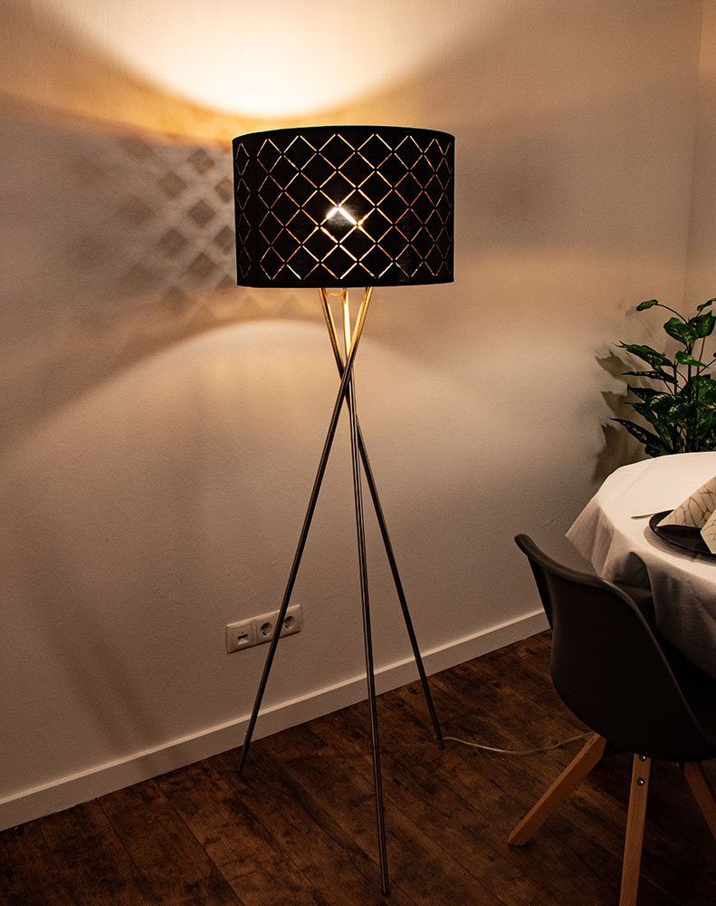 Textil Stand Leuchte braun Stativ Decken Fluter Arbeits Zimmer Design Steh Lampe 