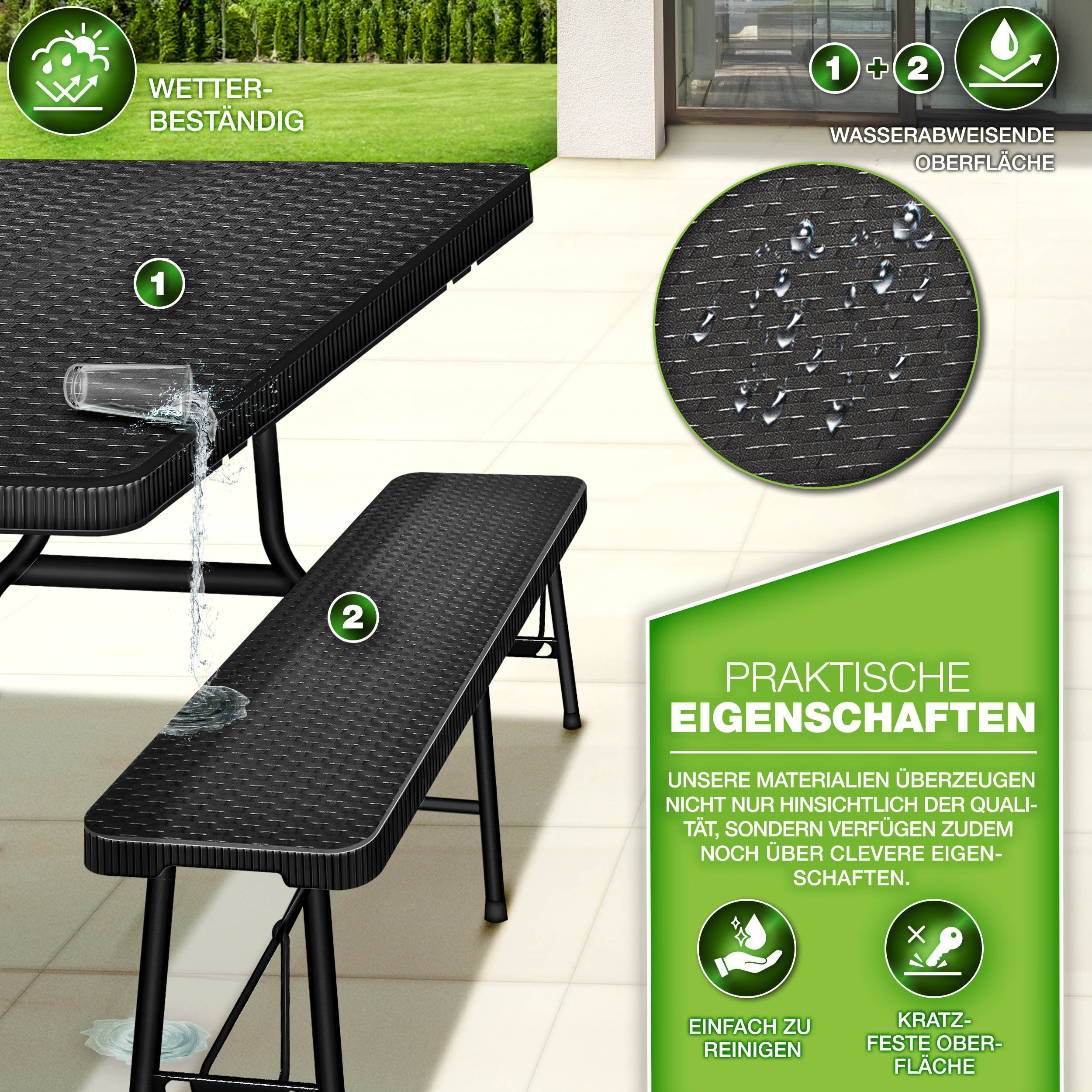 tillvex Bierzeltgarnitur klappbar 3-teilig Set Rattan günstig online kaufen