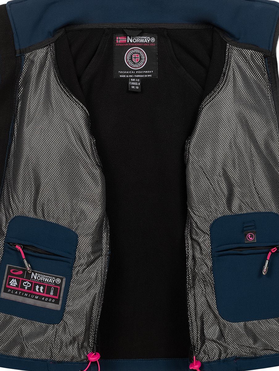 Geographical Norway Softshelljacke Damen Softshell Jacke Herbst Winter Windbreaker Übergangsjacke Regen