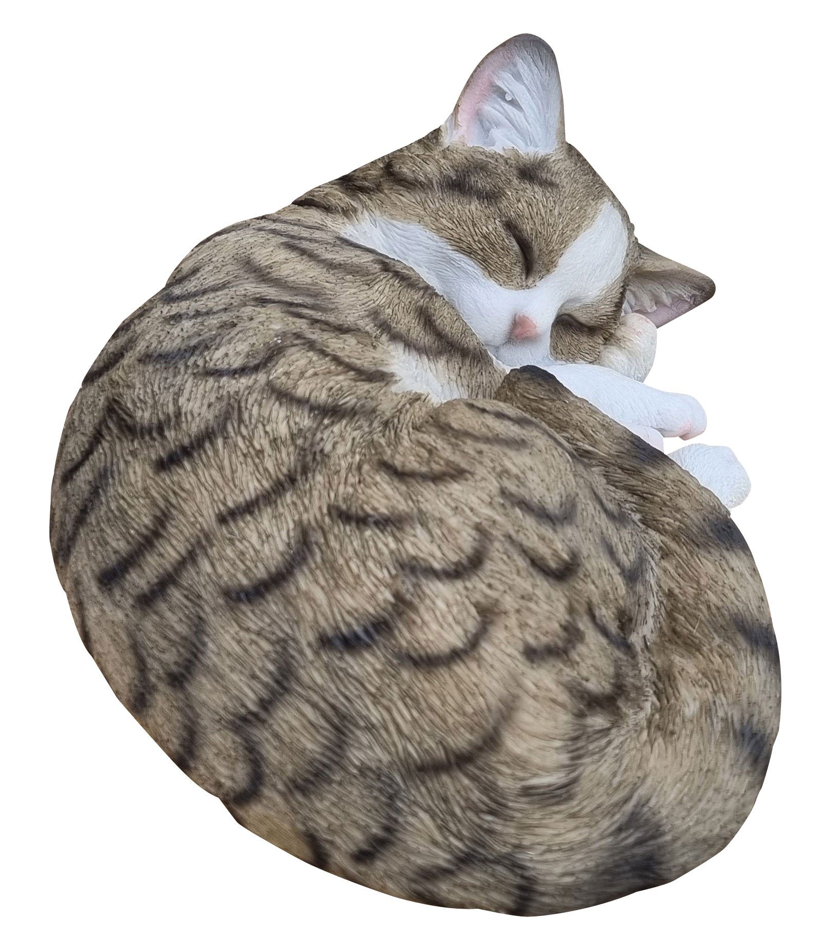 (1 St), Innen schlafende Katze und für Gartenfigur Tierfigur, lebensechte Minka, Außen Deko Fachhandel Plus